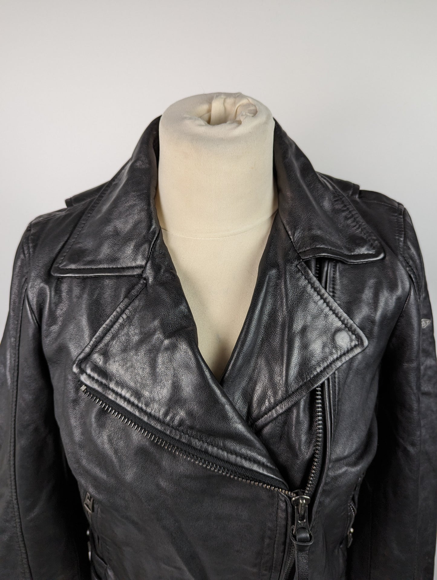 SUPERDRY Ladies Biker Jacket - Black Leather