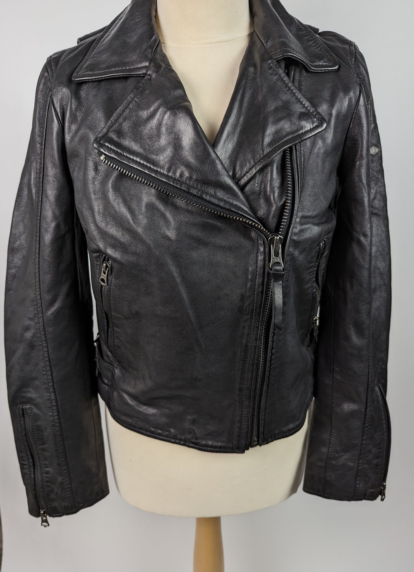 SUPERDRY Ladies Biker Jacket - Black Leather