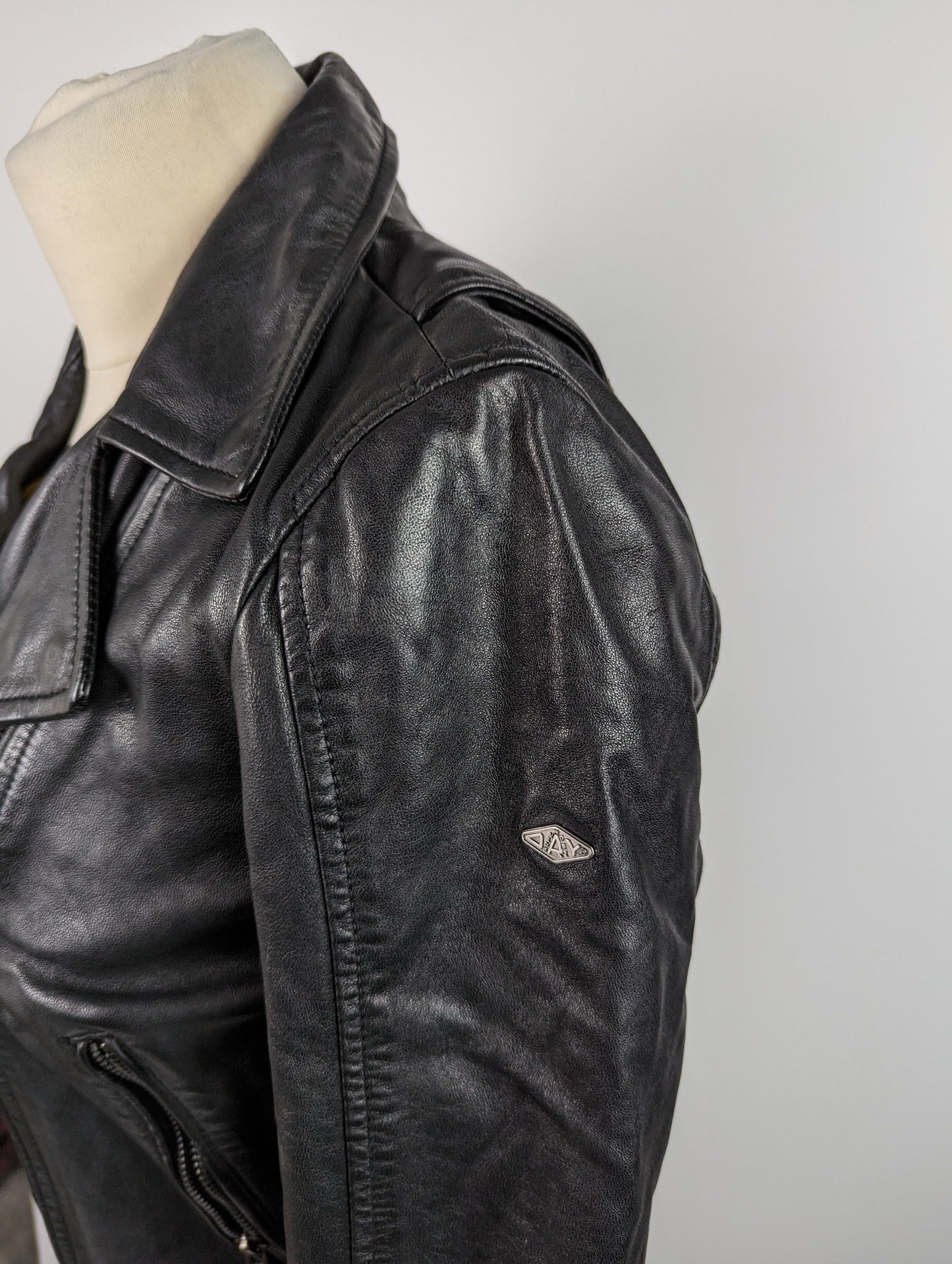 SUPERDRY Ladies Biker Jacket - Black Leather