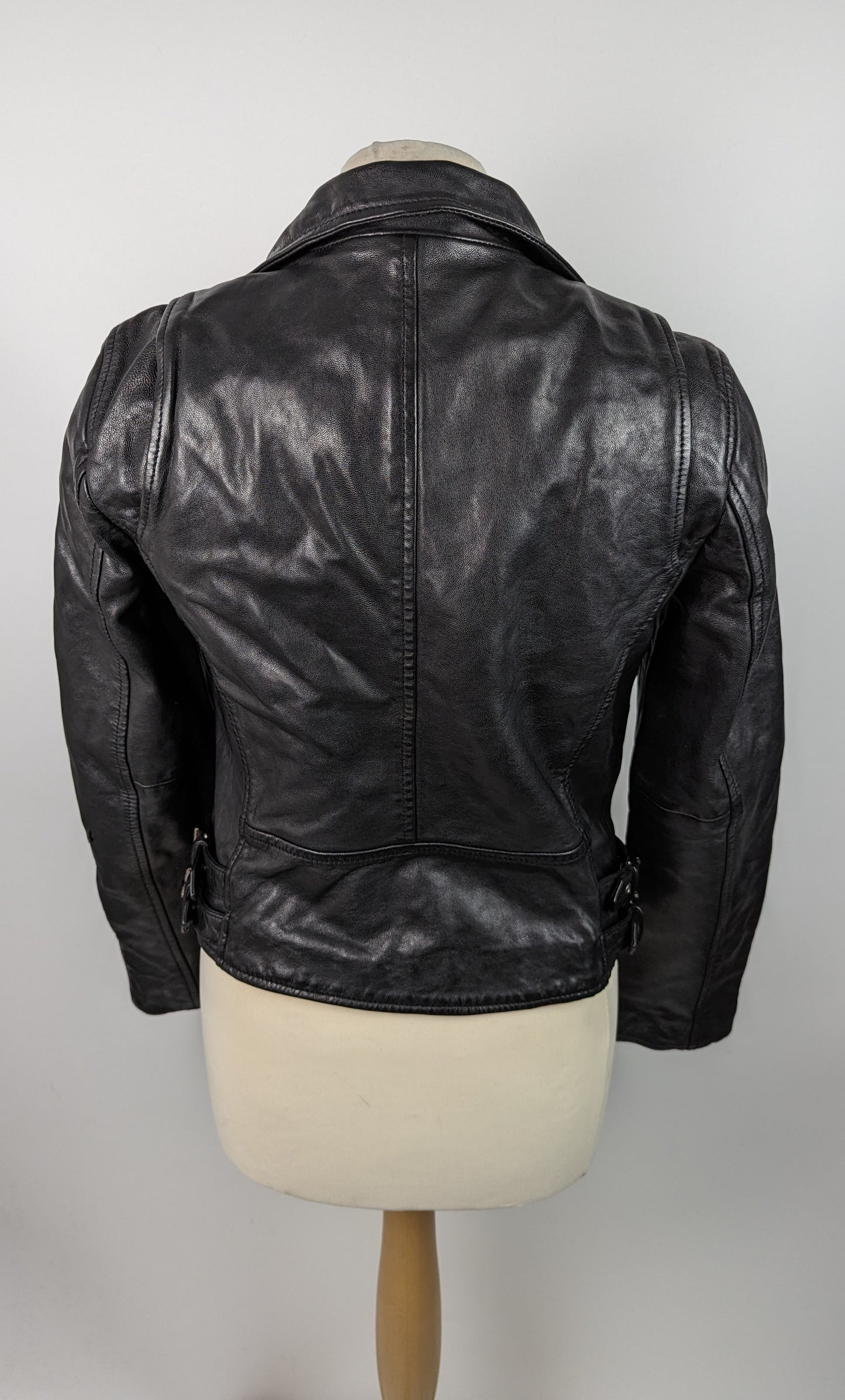 SUPERDRY Ladies Biker Jacket - Black Leather