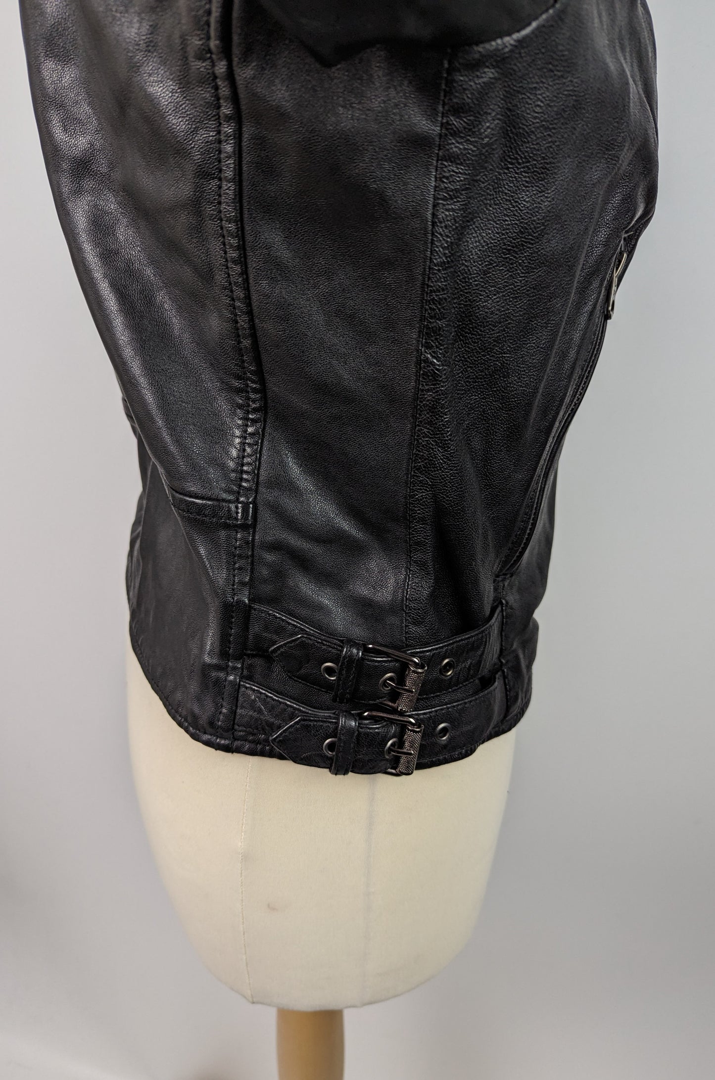 SUPERDRY Ladies Biker Jacket - Black Leather