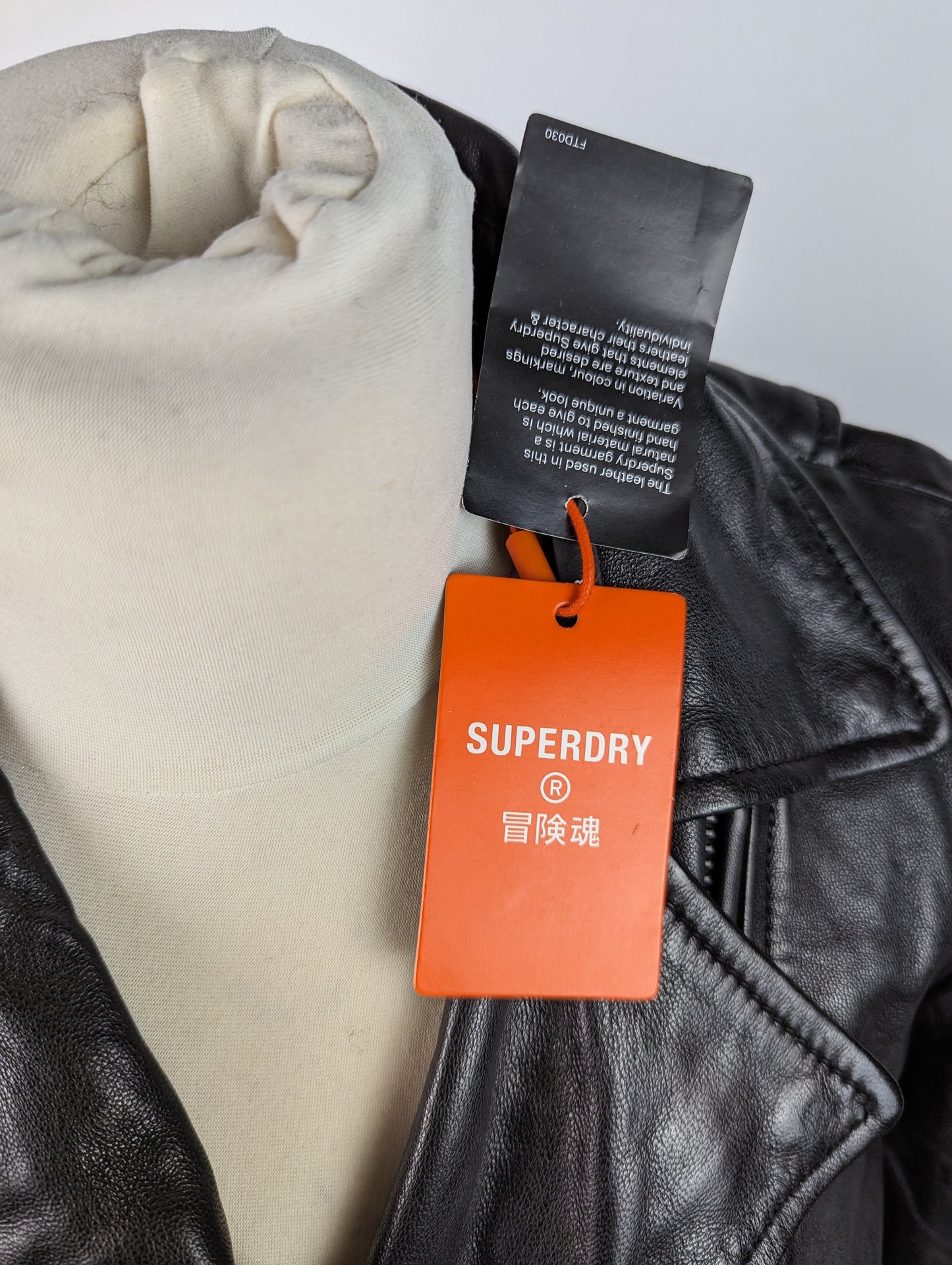 SUPERDRY Ladies Biker Jacket - Black Leather