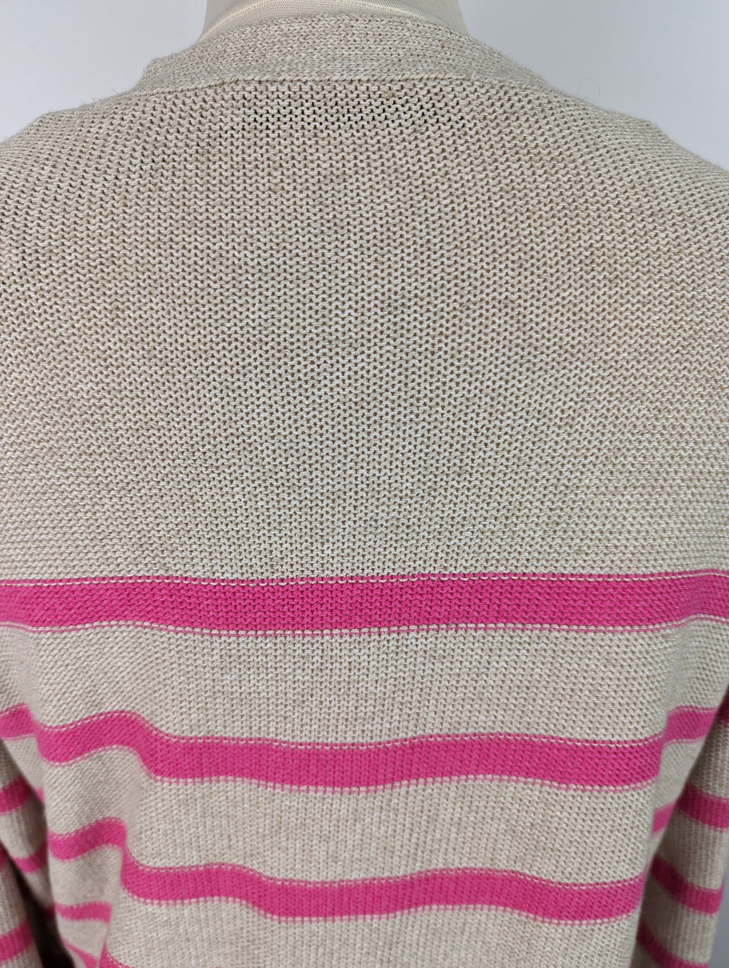 OUI Womens Stripe Cardigan - Beige / Pink