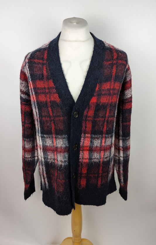 TOMMY HILFIGER Unisex Crest Check Relaxed Fit Cardigan - Tartan Rouge