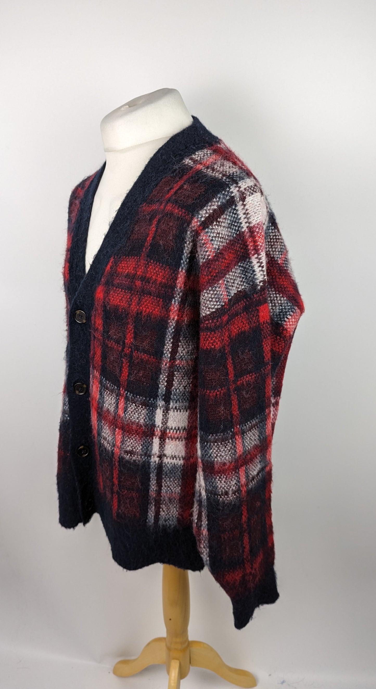 TOMMY HILFIGER Unisex Crest Check Relaxed Fit Cardigan - Tartan Rouge