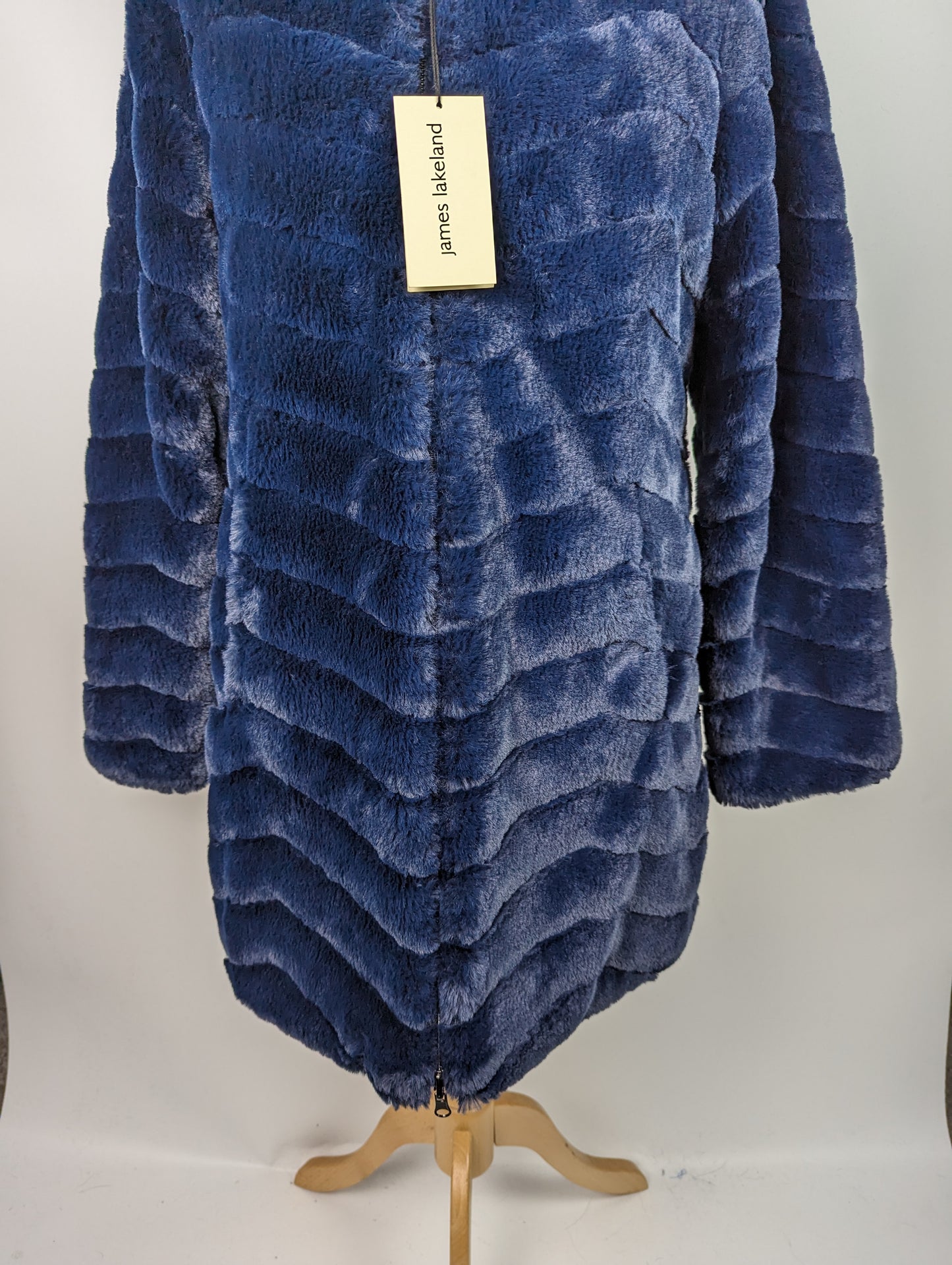 JAMES LAKELAND Ladies Reversible Faux Fur Coat - Navy Blue