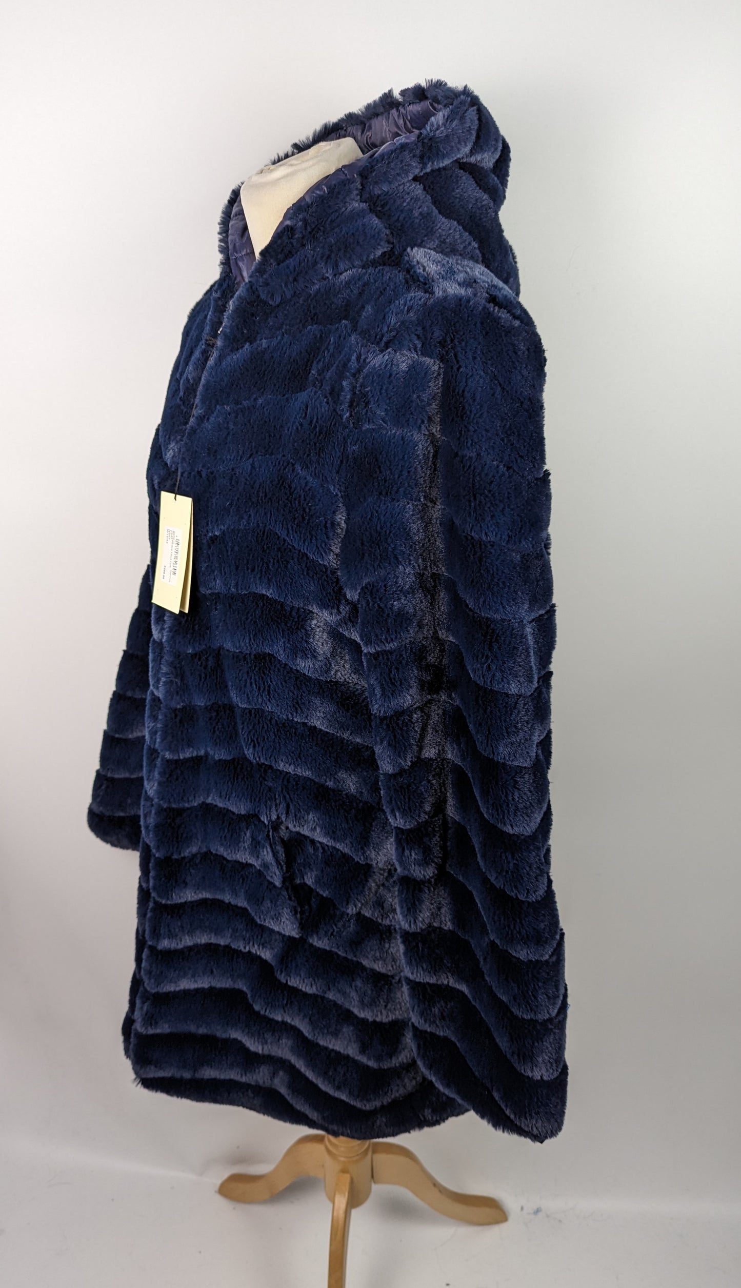 JAMES LAKELAND Ladies Reversible Faux Fur Coat - Navy Blue