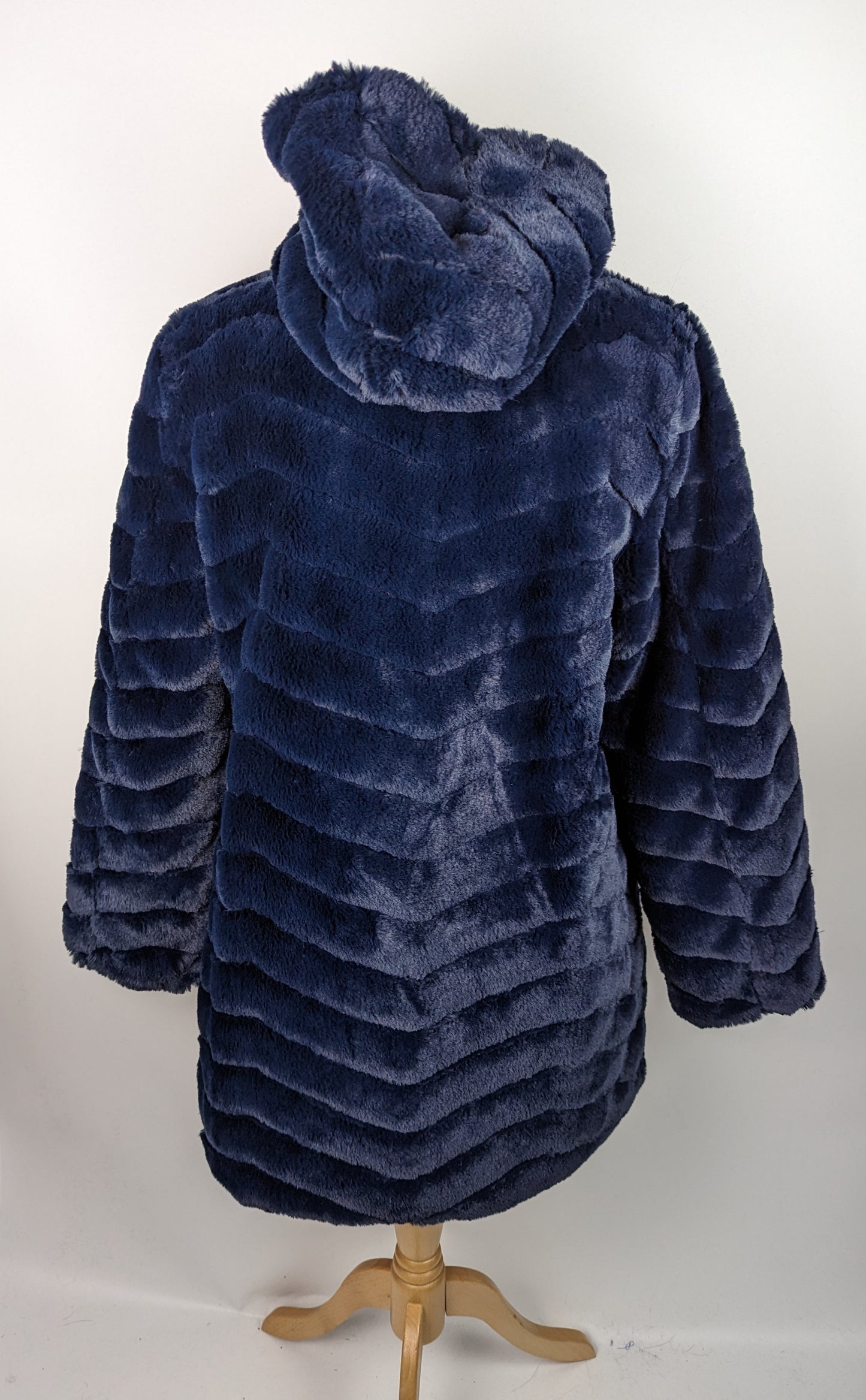 JAMES LAKELAND Ladies Reversible Faux Fur Coat - Navy Blue