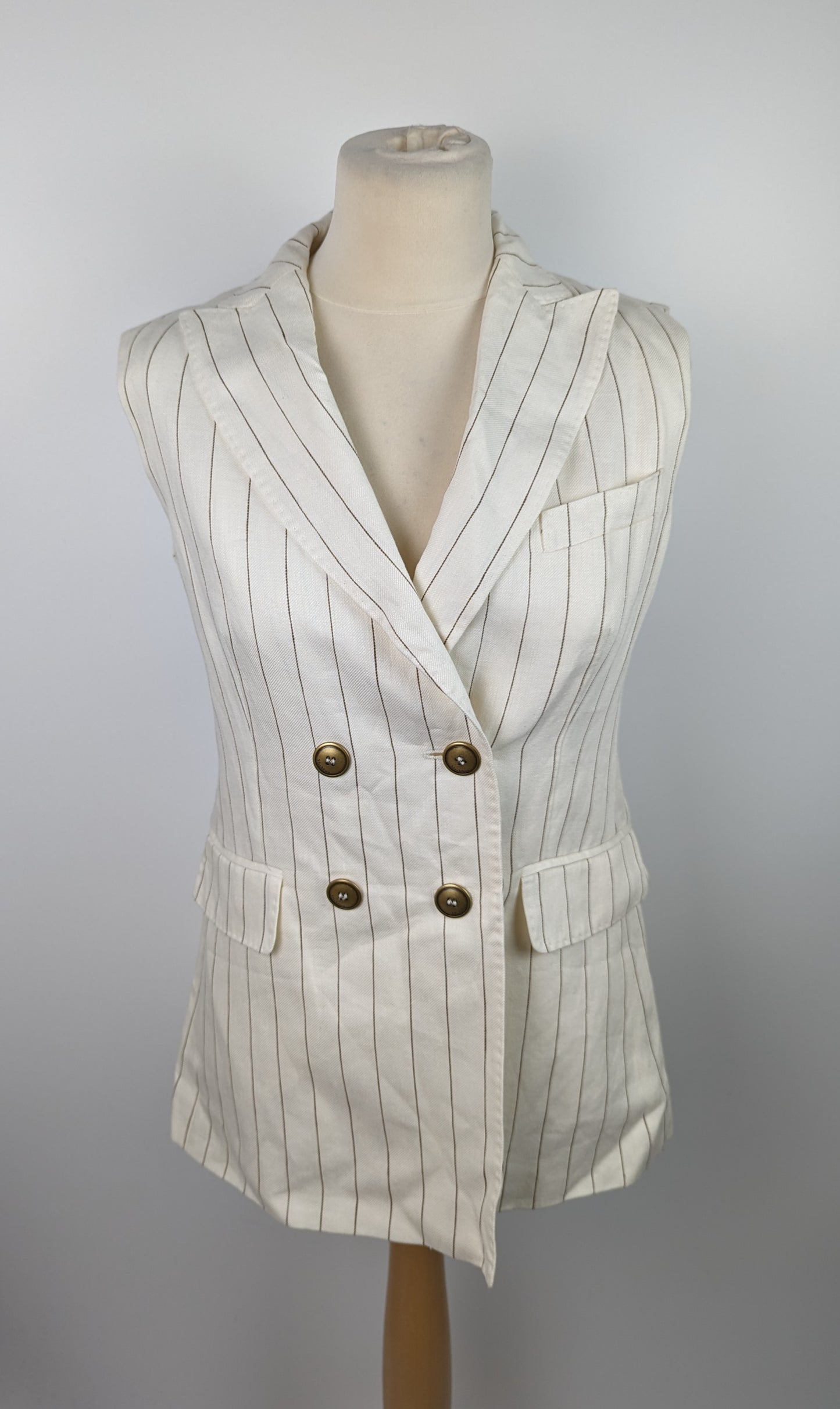 MAX MARA Women's Pinstripe Sleeveless Blazer - Cream