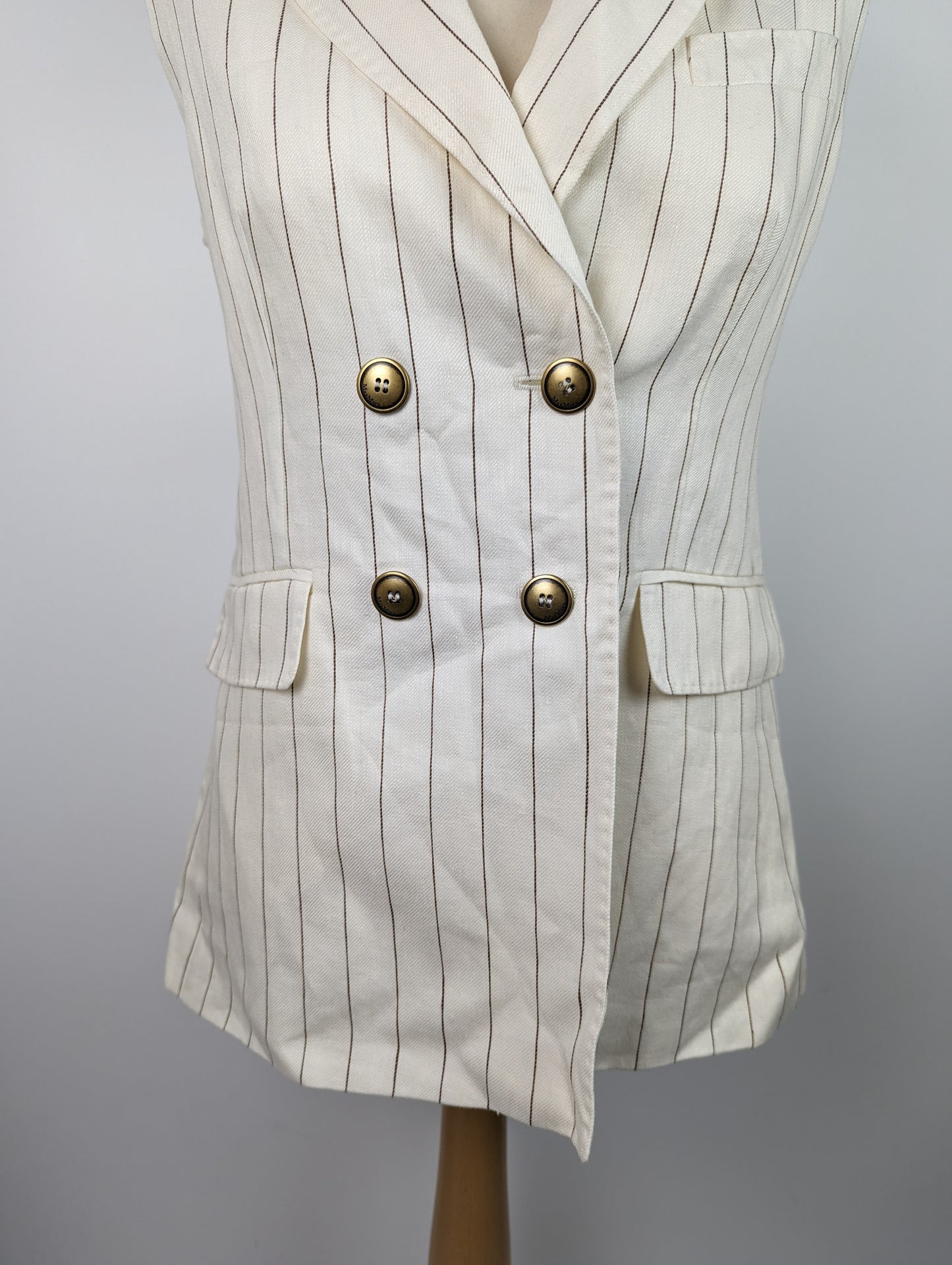 MAX MARA Women's Pinstripe Sleeveless Blazer - Cream