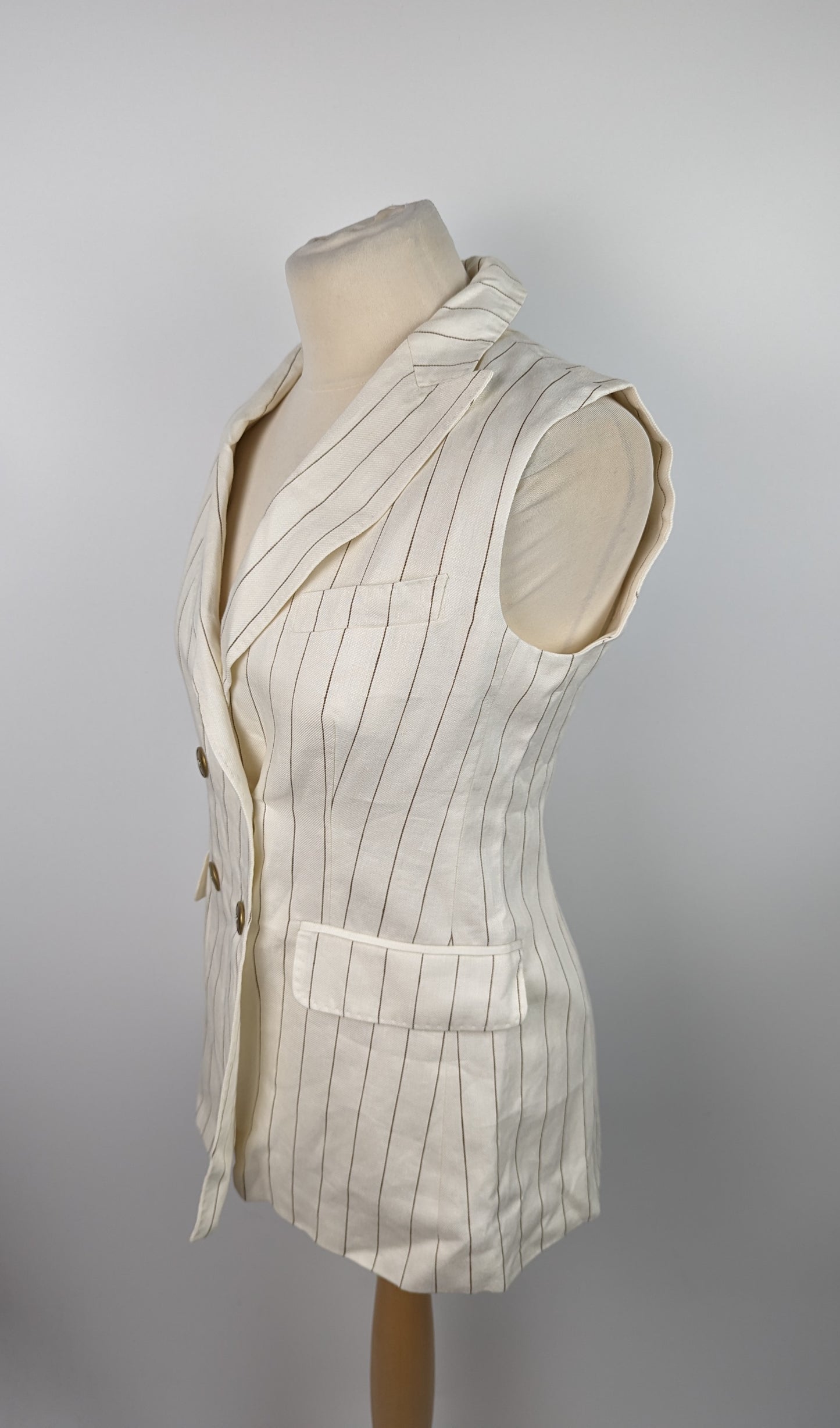 MAX MARA Women's Pinstripe Sleeveless Blazer - Cream