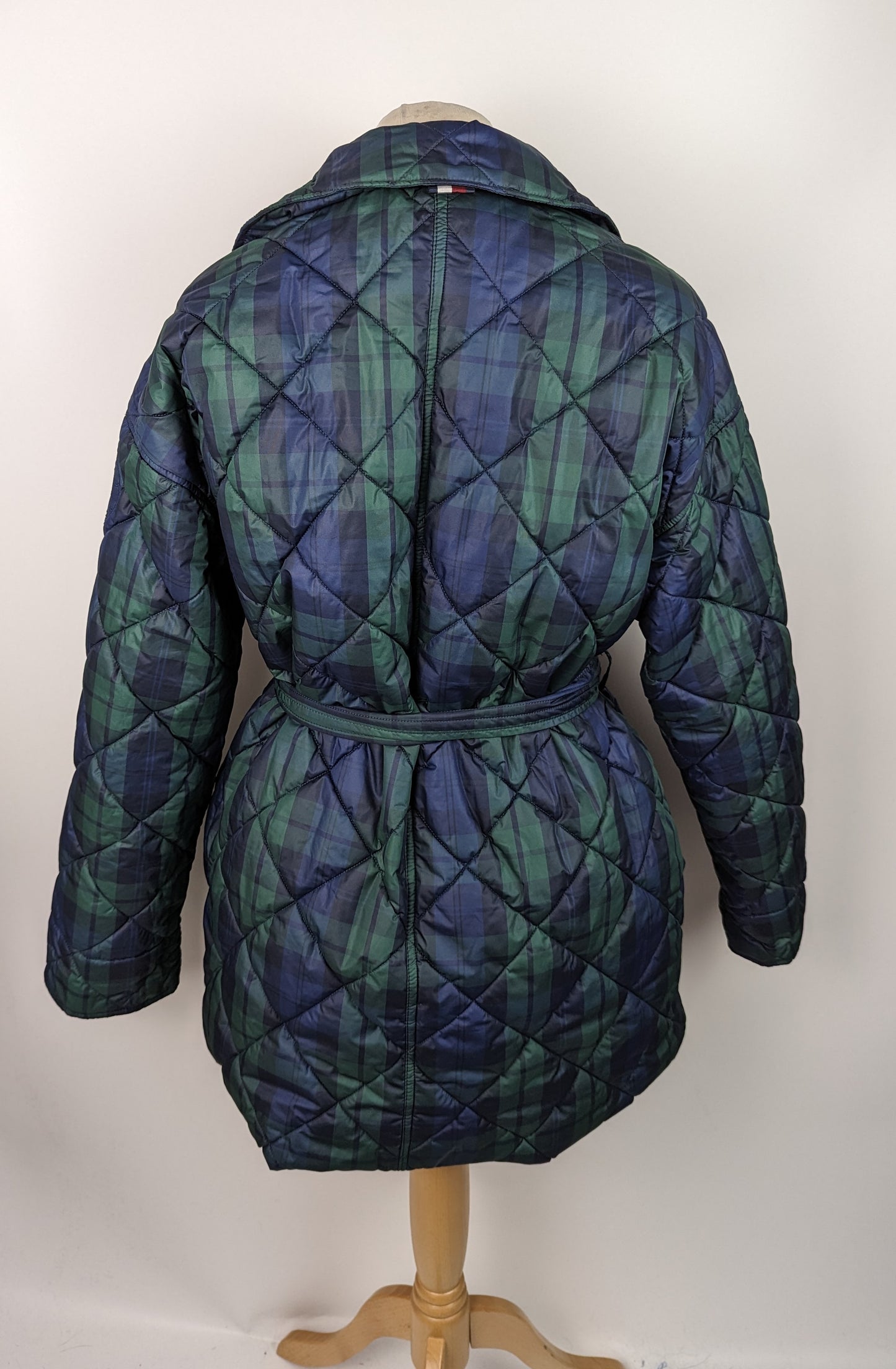 TOMMY HILFIGER Womens Check Quilted Peacoat - Blue / Green