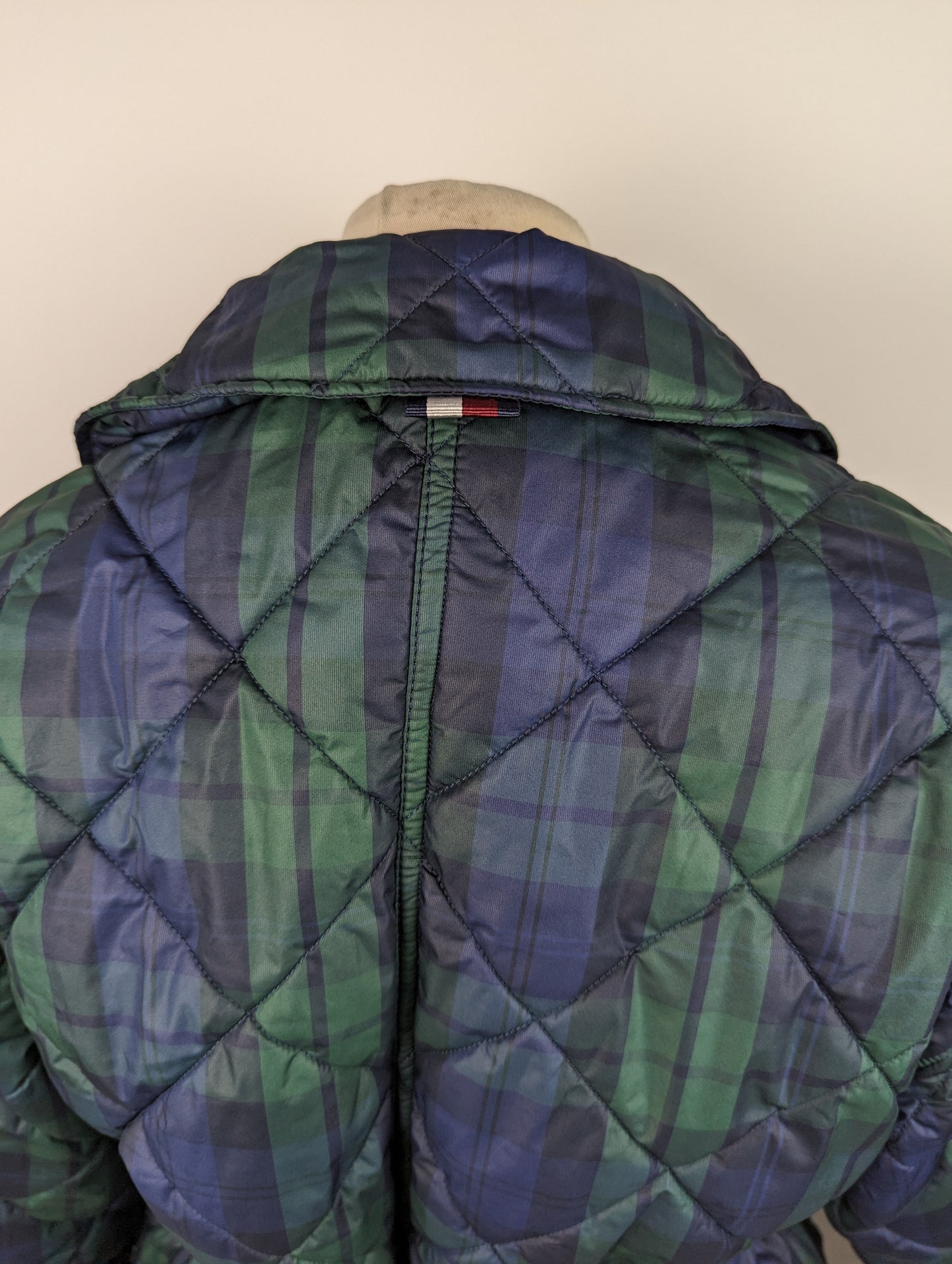 TOMMY HILFIGER Womens Check Quilted Peacoat - Blue / Green