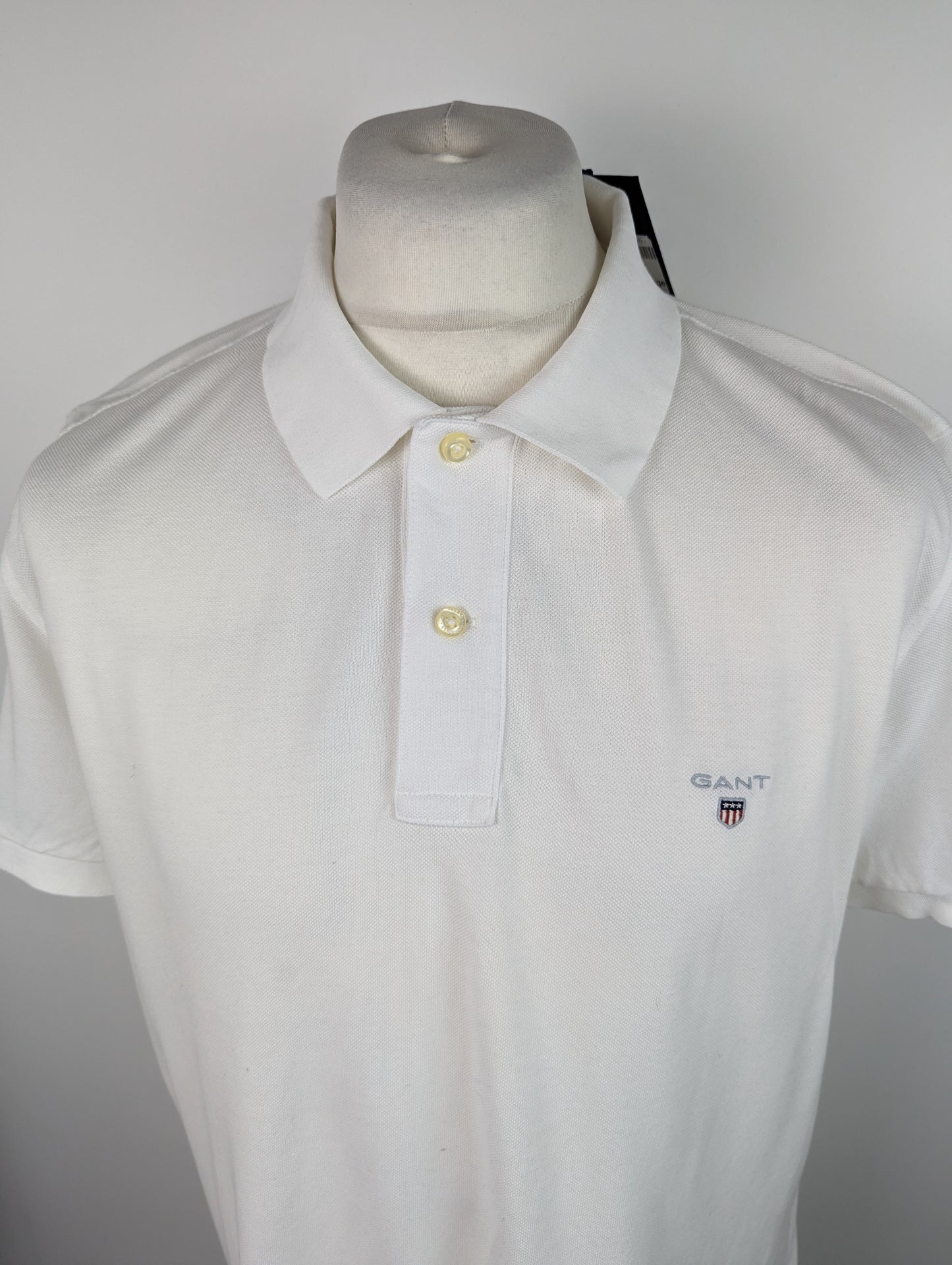 GANT Men's Pique Short Sleeve Rugger Polo - White