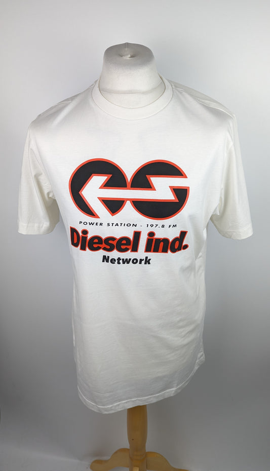 DIESEL Mens Logo Printed T-Shirt - White