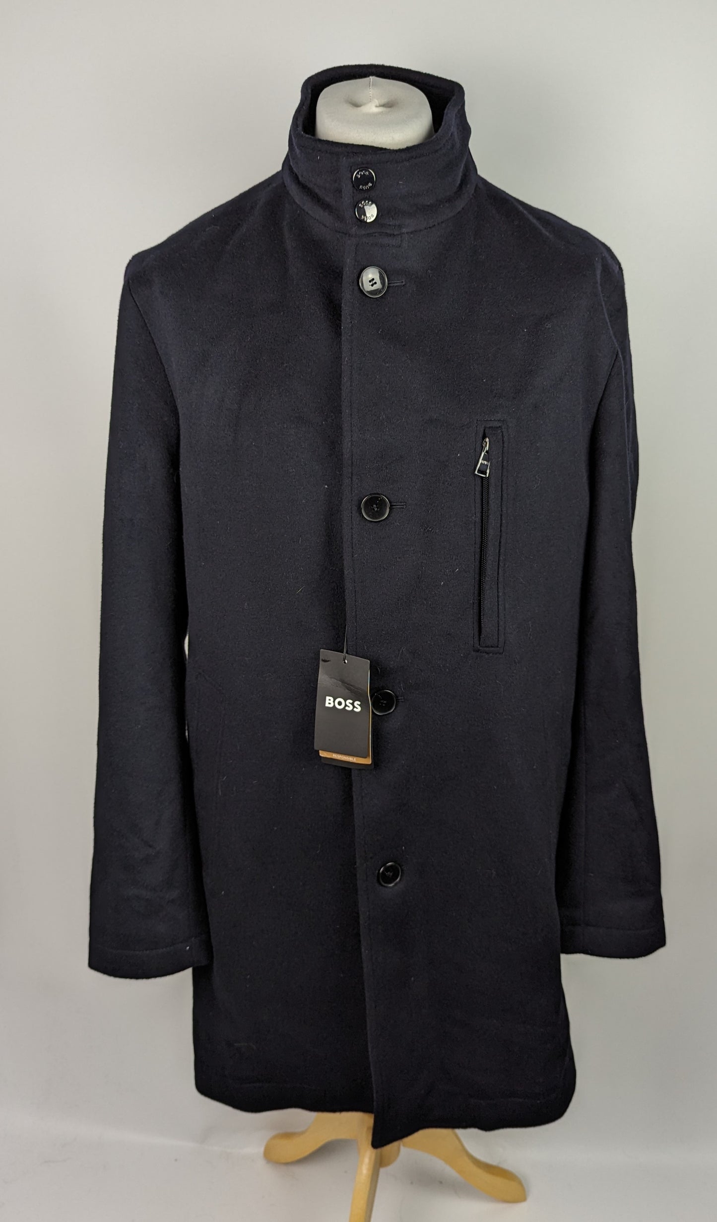 BOSS H Hyde Standup C 234 Overcoat - Dark Blue