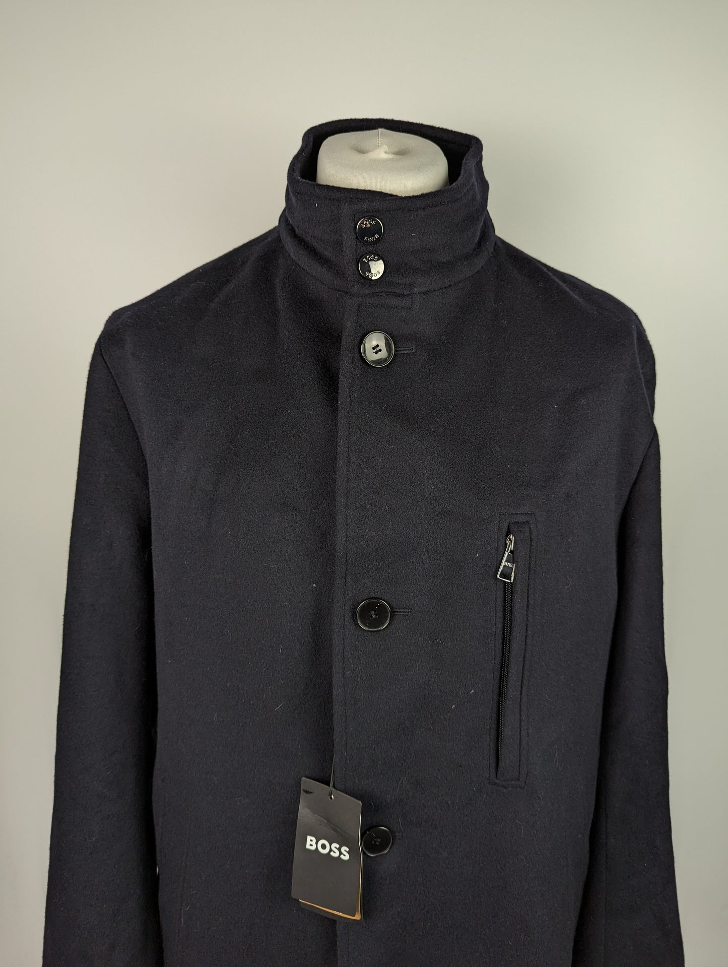 BOSS H Hyde Standup C 234 Overcoat - Dark Blue