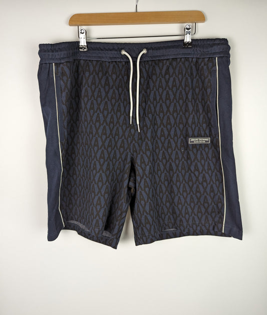 ARMANI EXCHANGE Logo Jacquard Fleece Shorts - Blue / Black