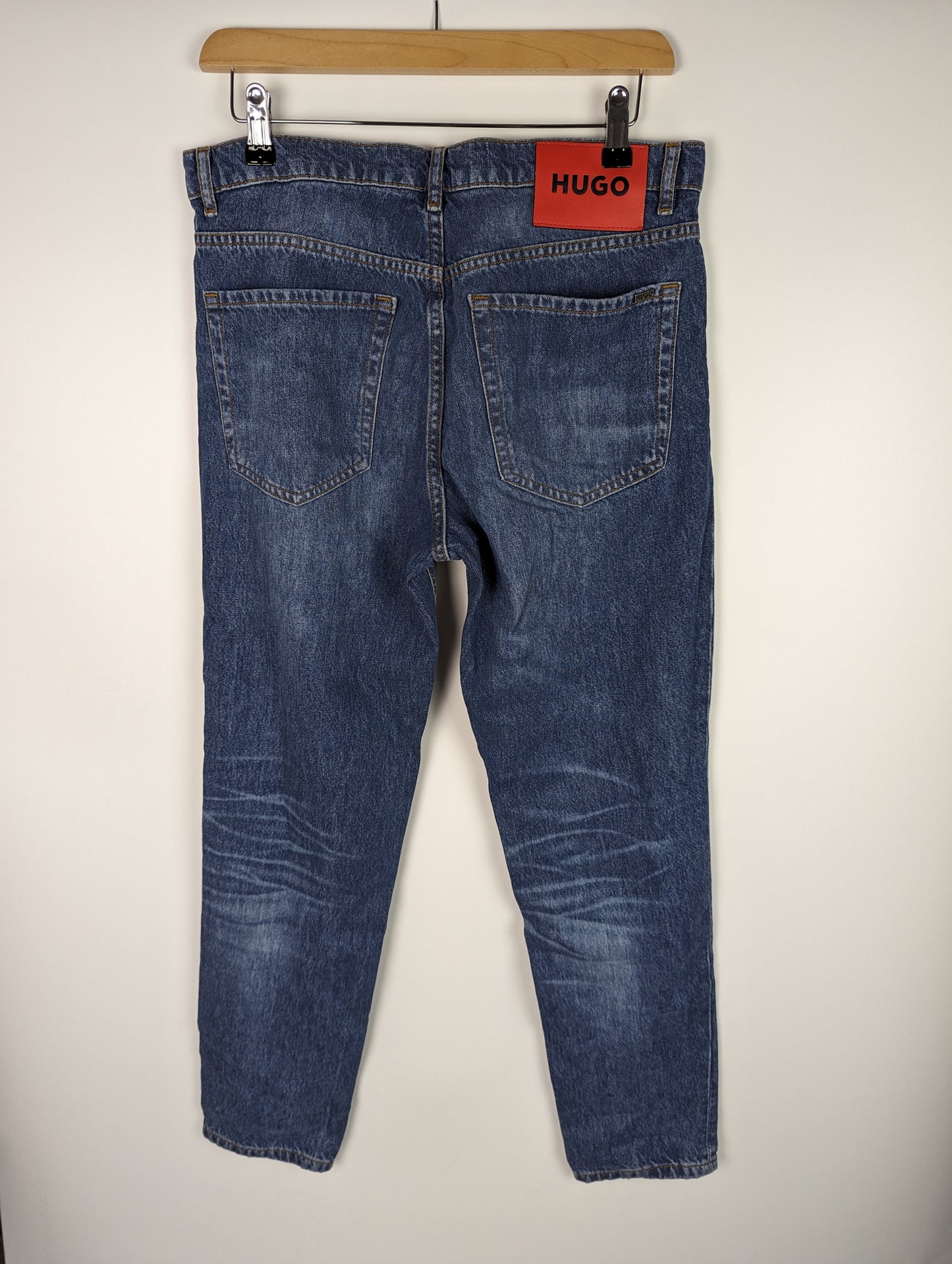 HUGO 634 Mens Tapered Distressed Jeans - Blue