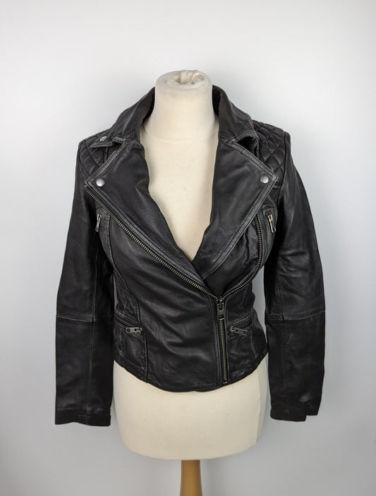 ALLSAINTS Cargo Leather Biker Jacket- Black