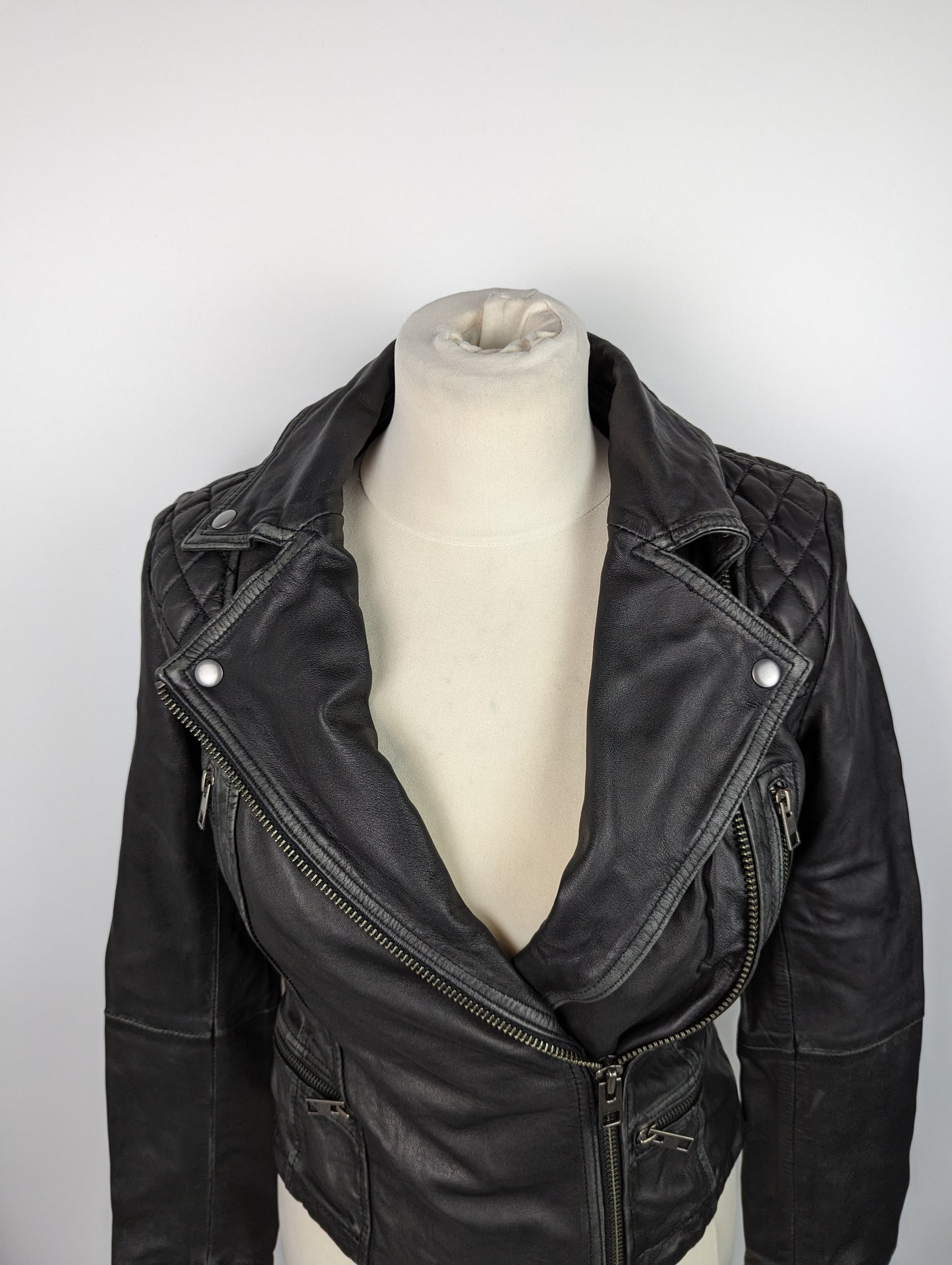 ALLSAINTS Cargo Leather Biker Jacket- Black