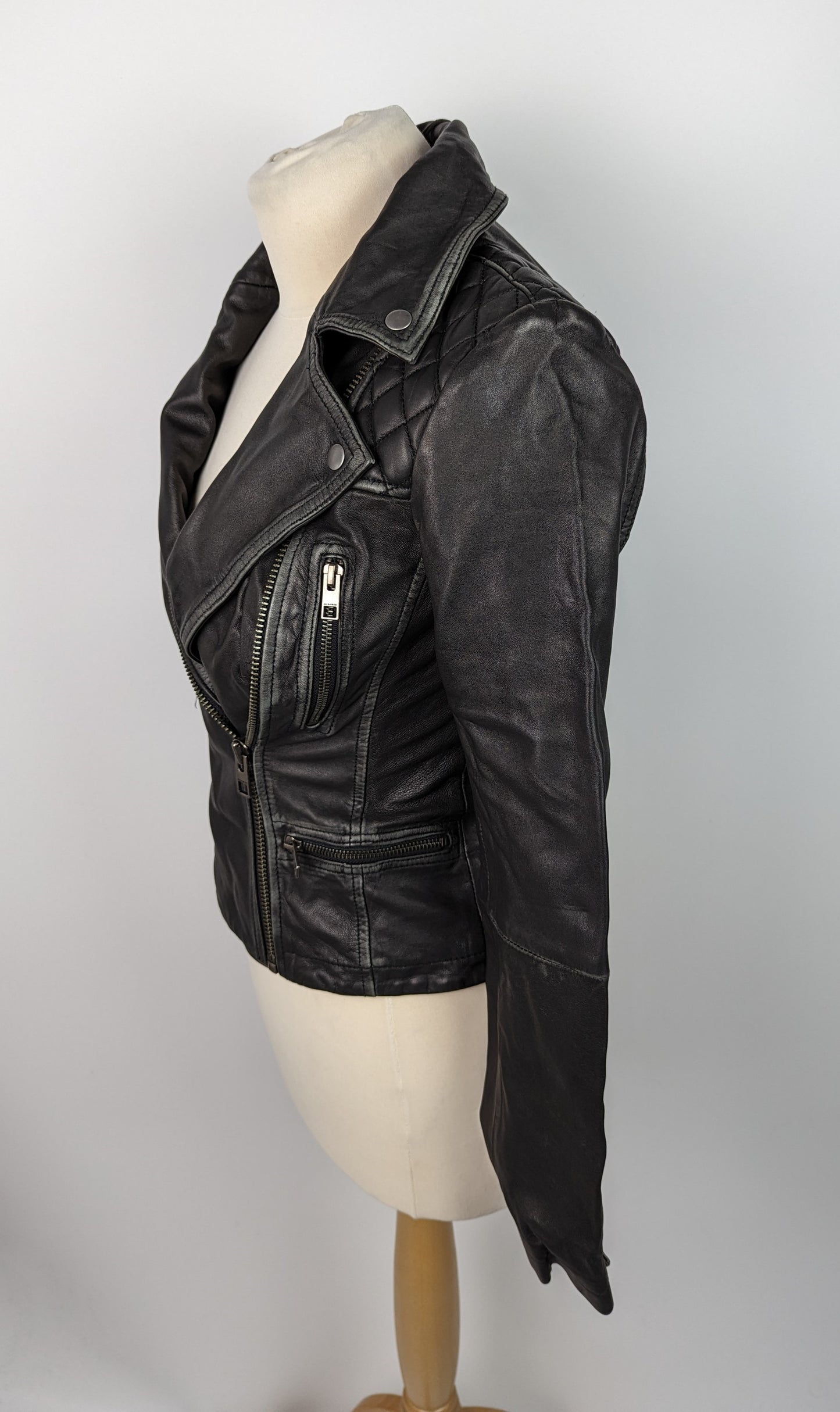 ALLSAINTS Cargo Leather Biker Jacket- Black