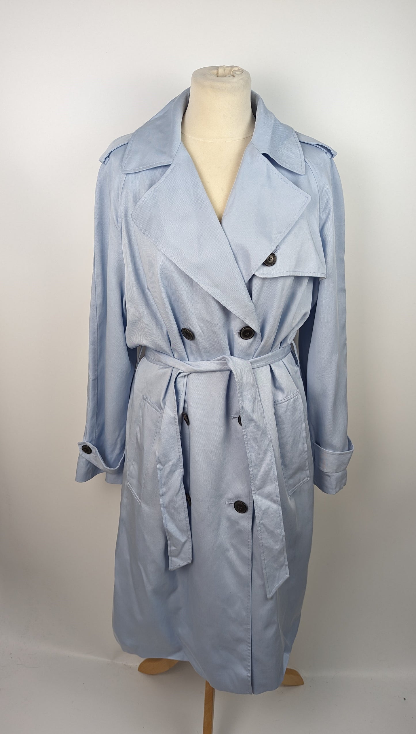 TOMMY HILFIGER Womens Tencel Trench Coat - Blue