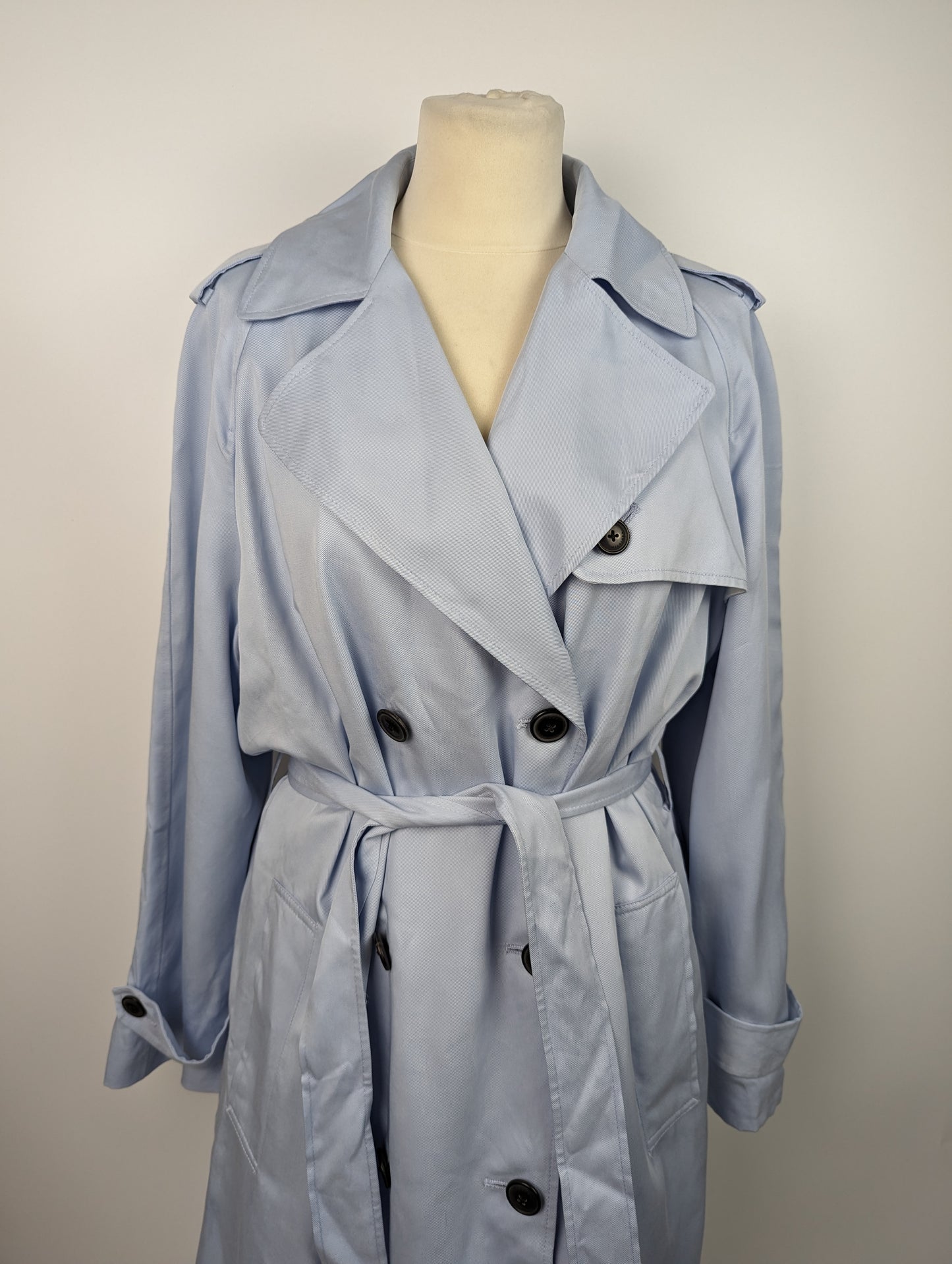 TOMMY HILFIGER Womens Tencel Trench Coat - Blue