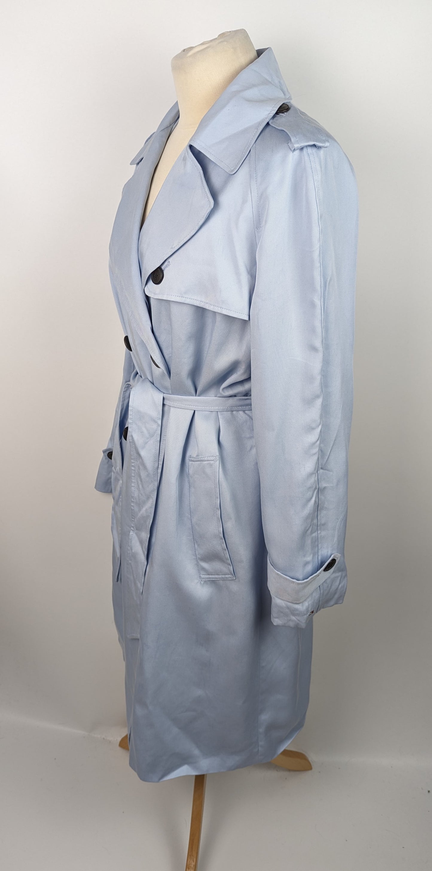 TOMMY HILFIGER Womens Tencel Trench Coat - Blue