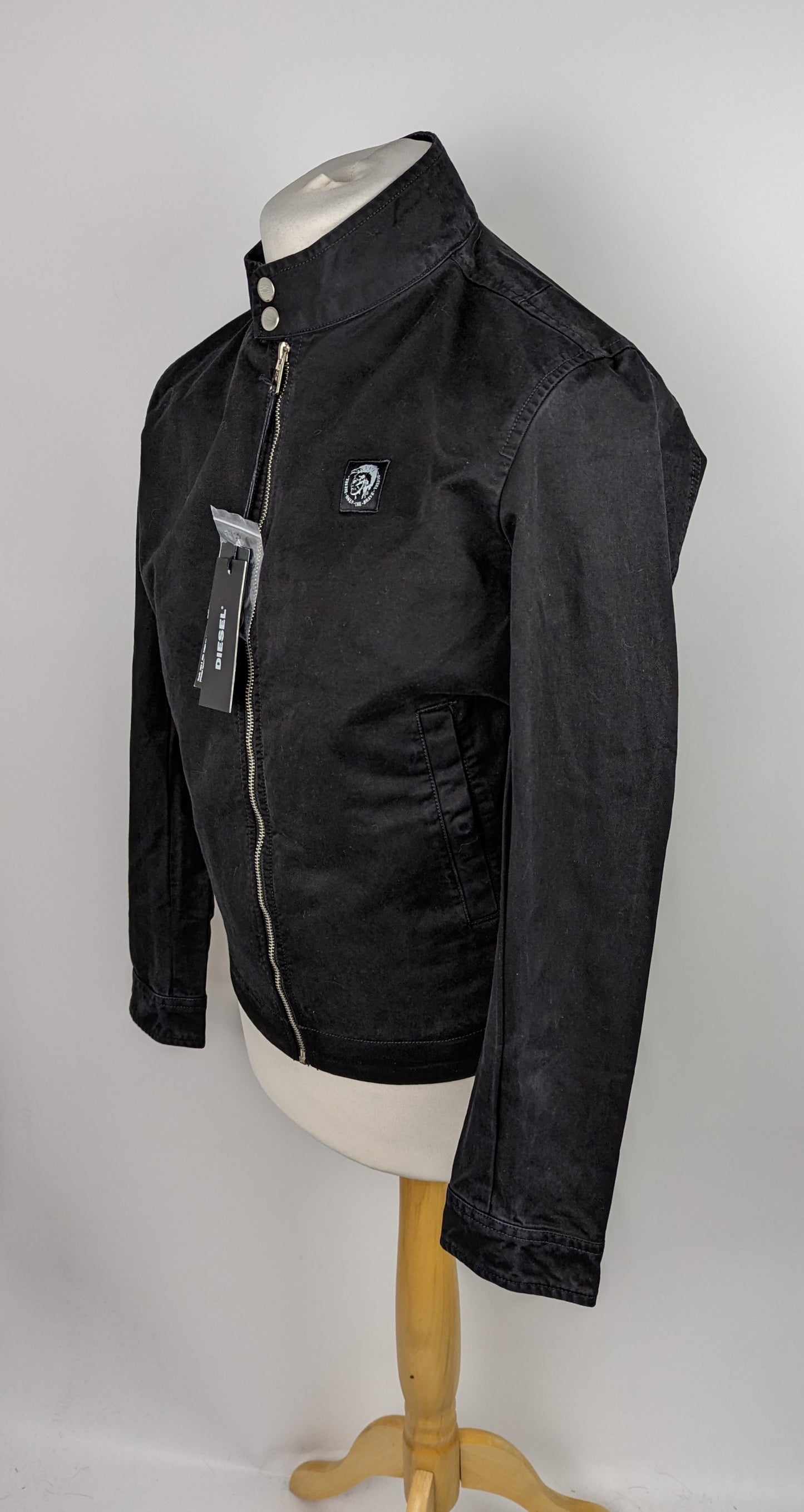 DIESEL J-HALLS-A Garment-dyed biker jacket - Black