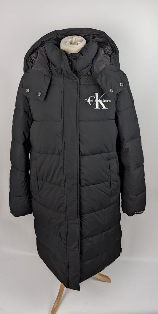 Calvin Klein Jeans Monologo Long Puffer Jacket - Black