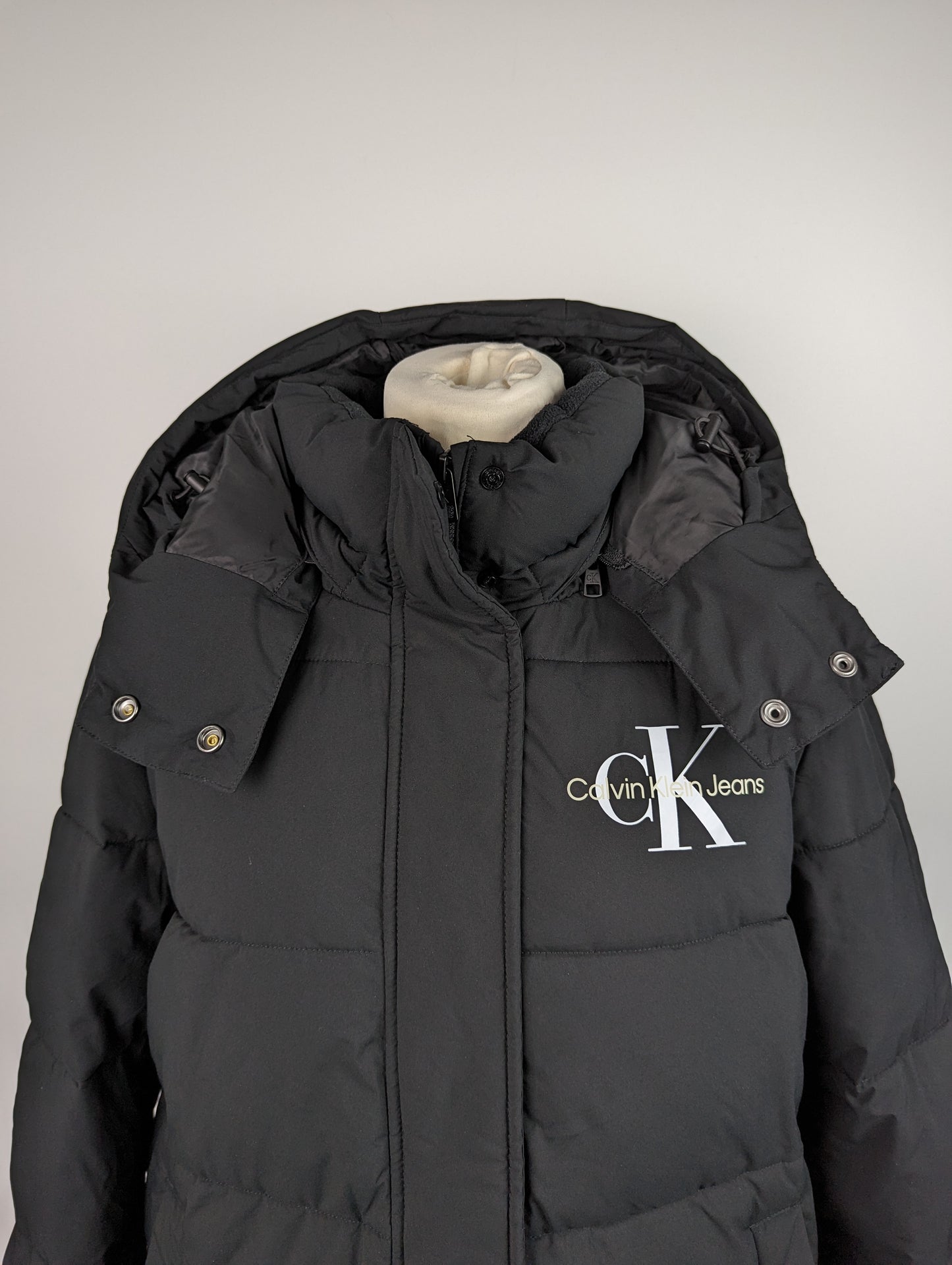 Calvin Klein Jeans Monologo Long Puffer Jacket - Black