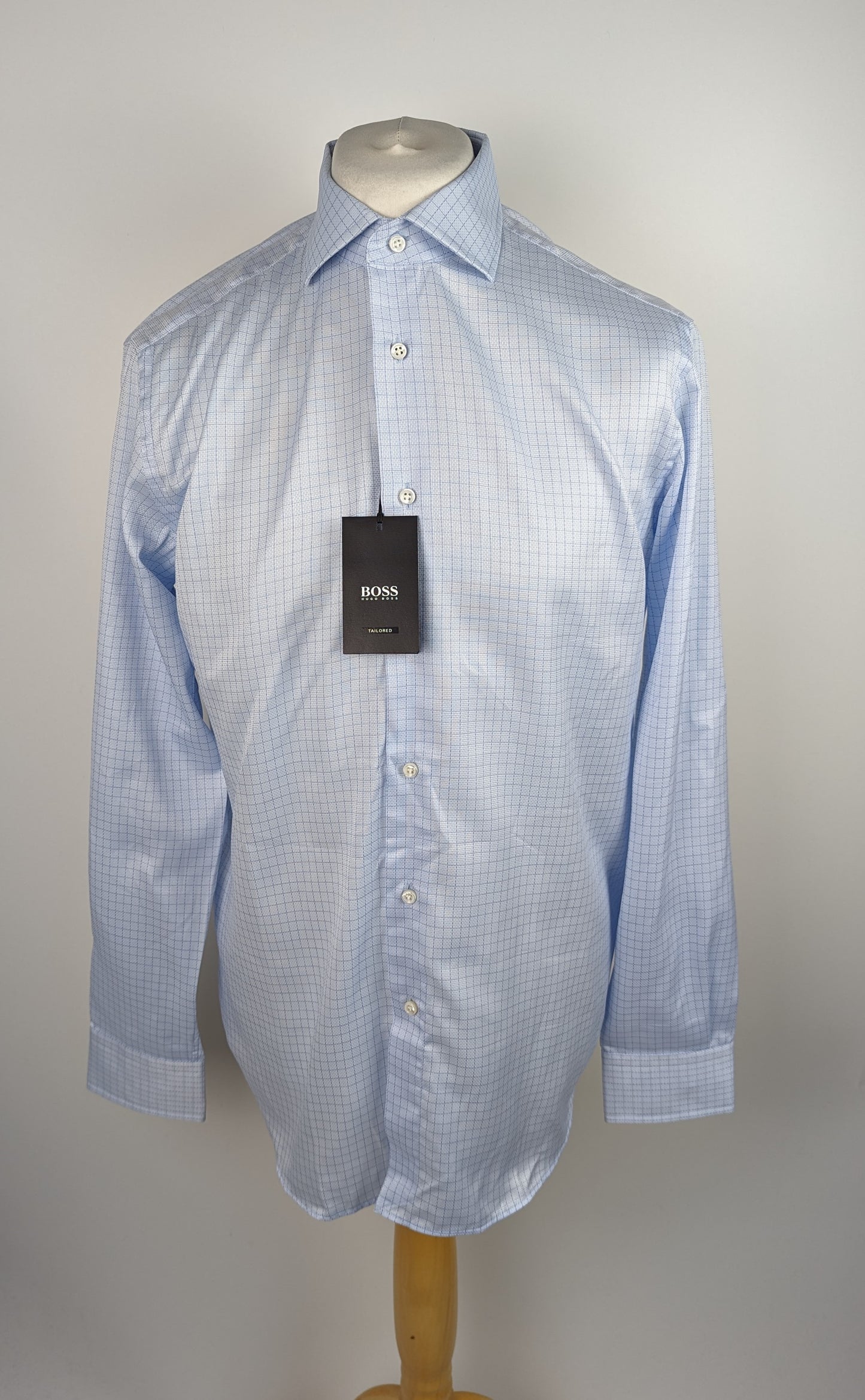 BOSS Mens T-Stanley Men's Shirt - Pastel Blue Check