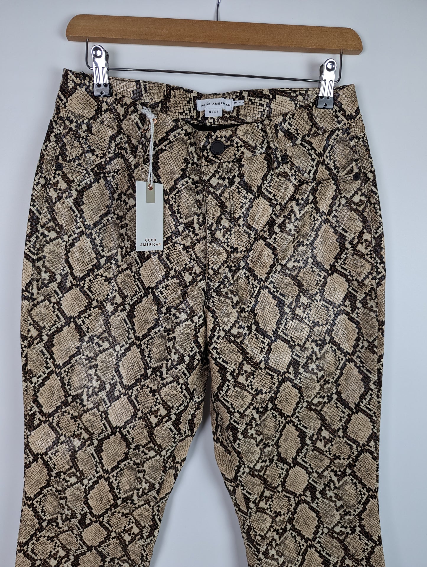 GOOD AMERICAN Good Classic Trousers - Snake Print Faux Leather