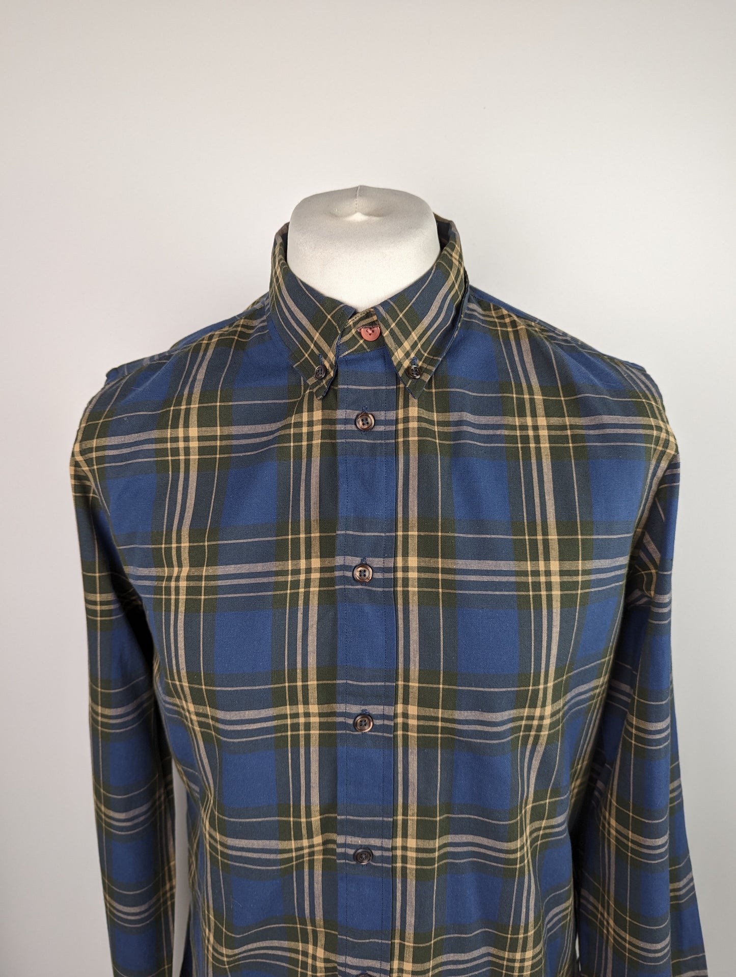 PS PAUL SMITH Mens Flannel Checked Shirt - Blue