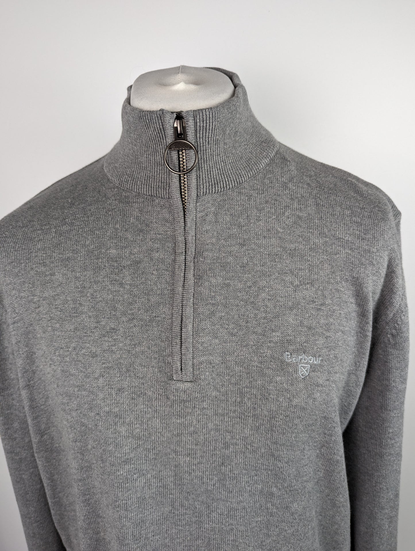 BARBOUR Men's Cotton Half Zip Jumper - Grey Marl