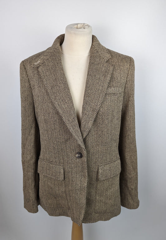 Lauren Ralph Lauren Linen-Blend Herringbone Blazer - Brown