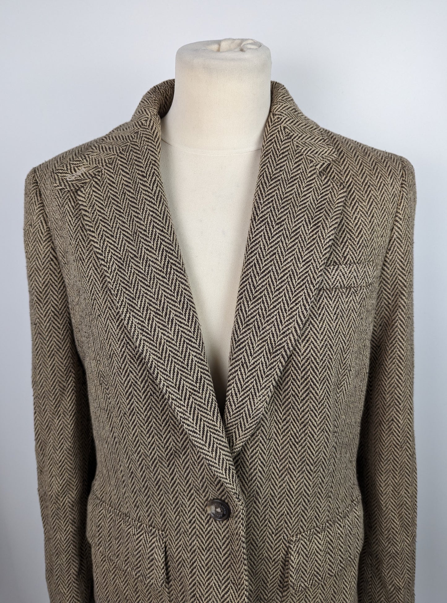 Lauren Ralph Lauren Linen-Blend Herringbone Blazer - Brown