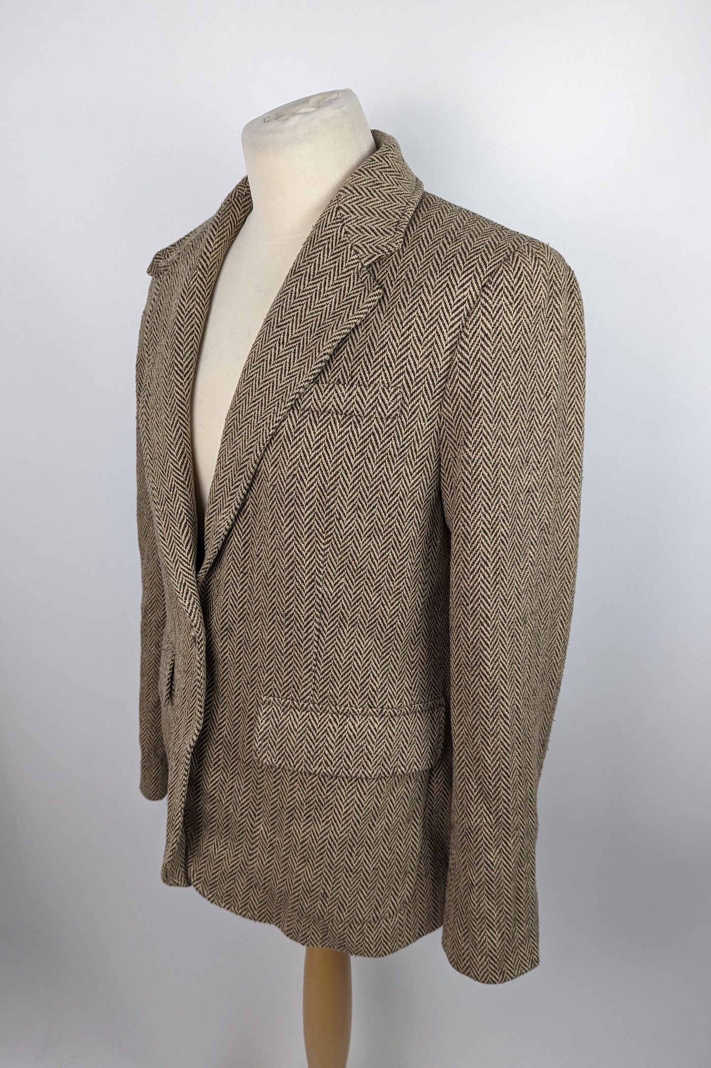 Lauren Ralph Lauren Linen-Blend Herringbone Blazer - Brown