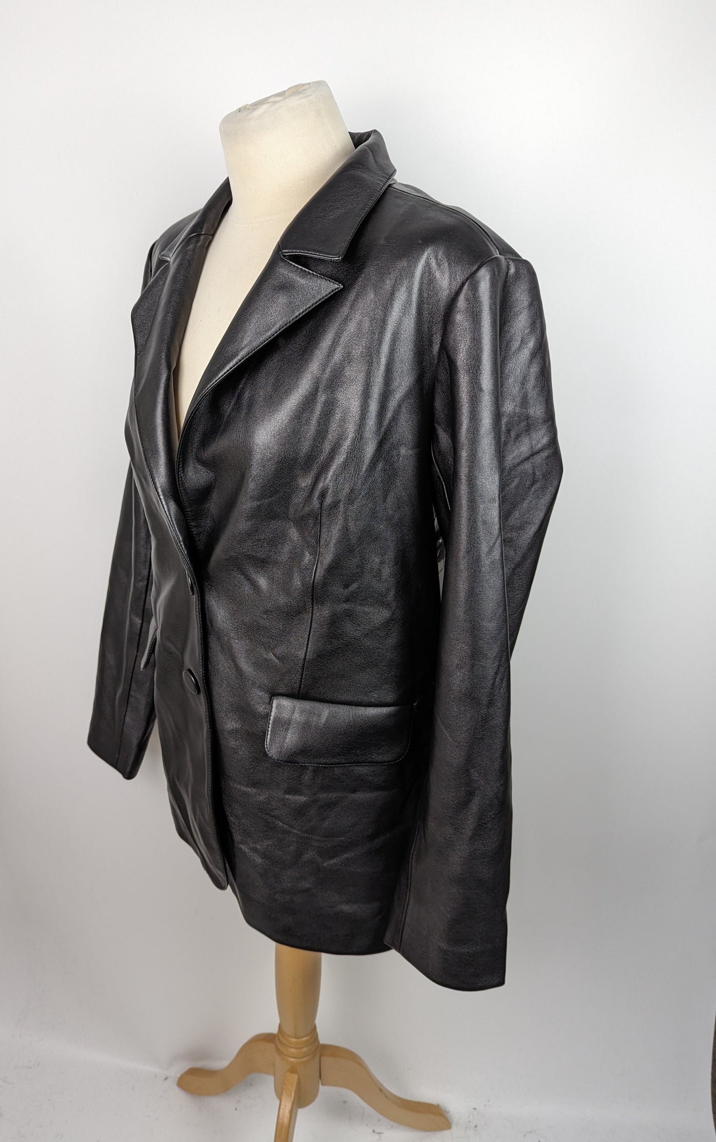 GOOD AMERICAN Womens Leather Blazer - Black