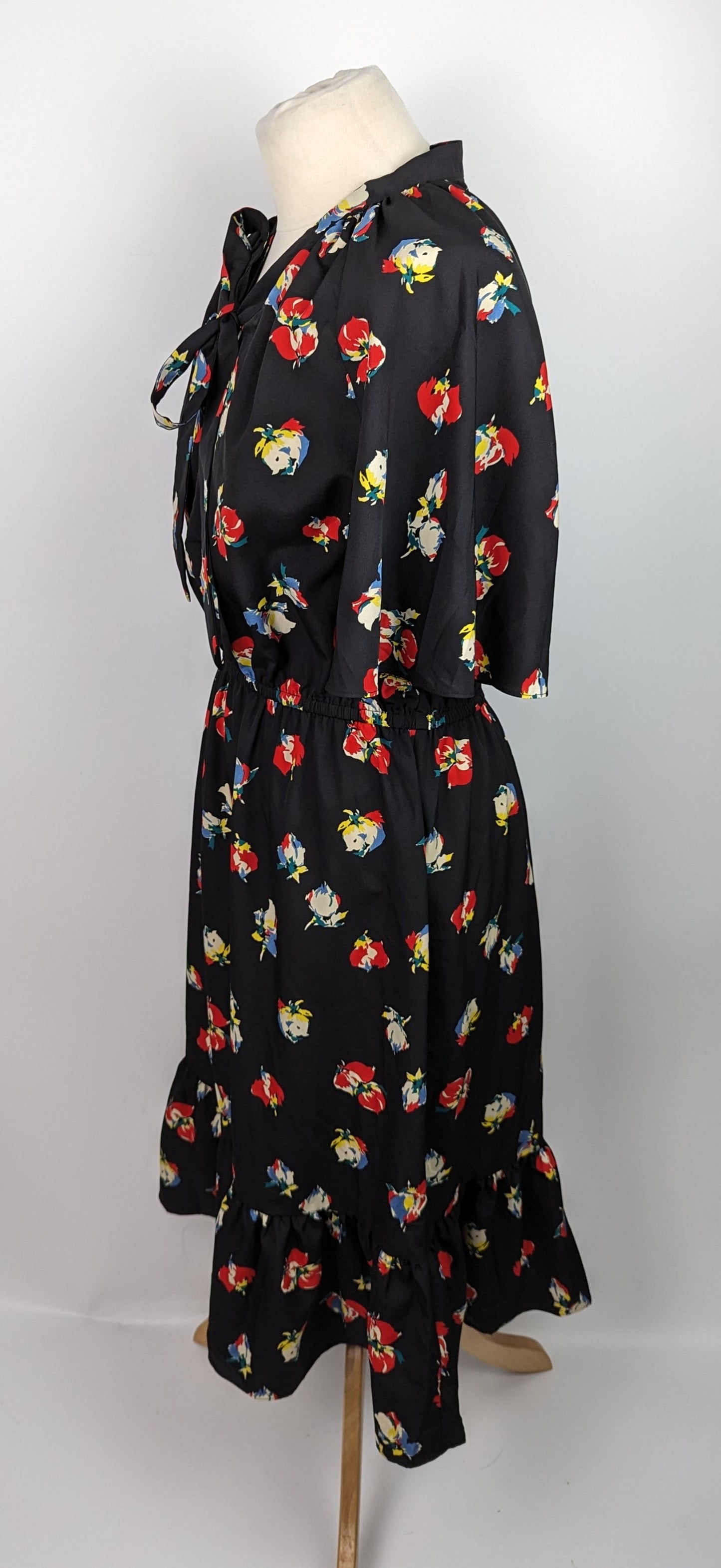 Lauren Ralph Lauren Sherolynn Floral Crepe Tie-Neck Dress - Black