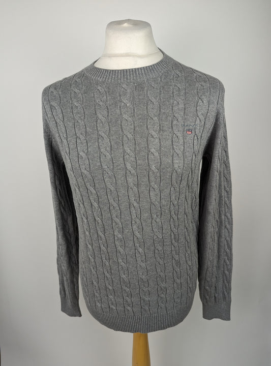 GANT Mens Cable Knit Jumper - Grey