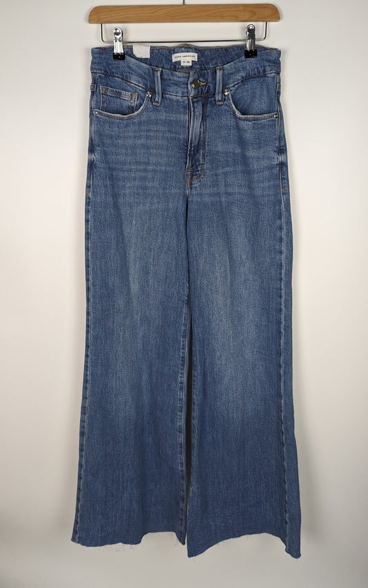 GOOD AMERICAN Good Waist Palazzo Jeans - Blue