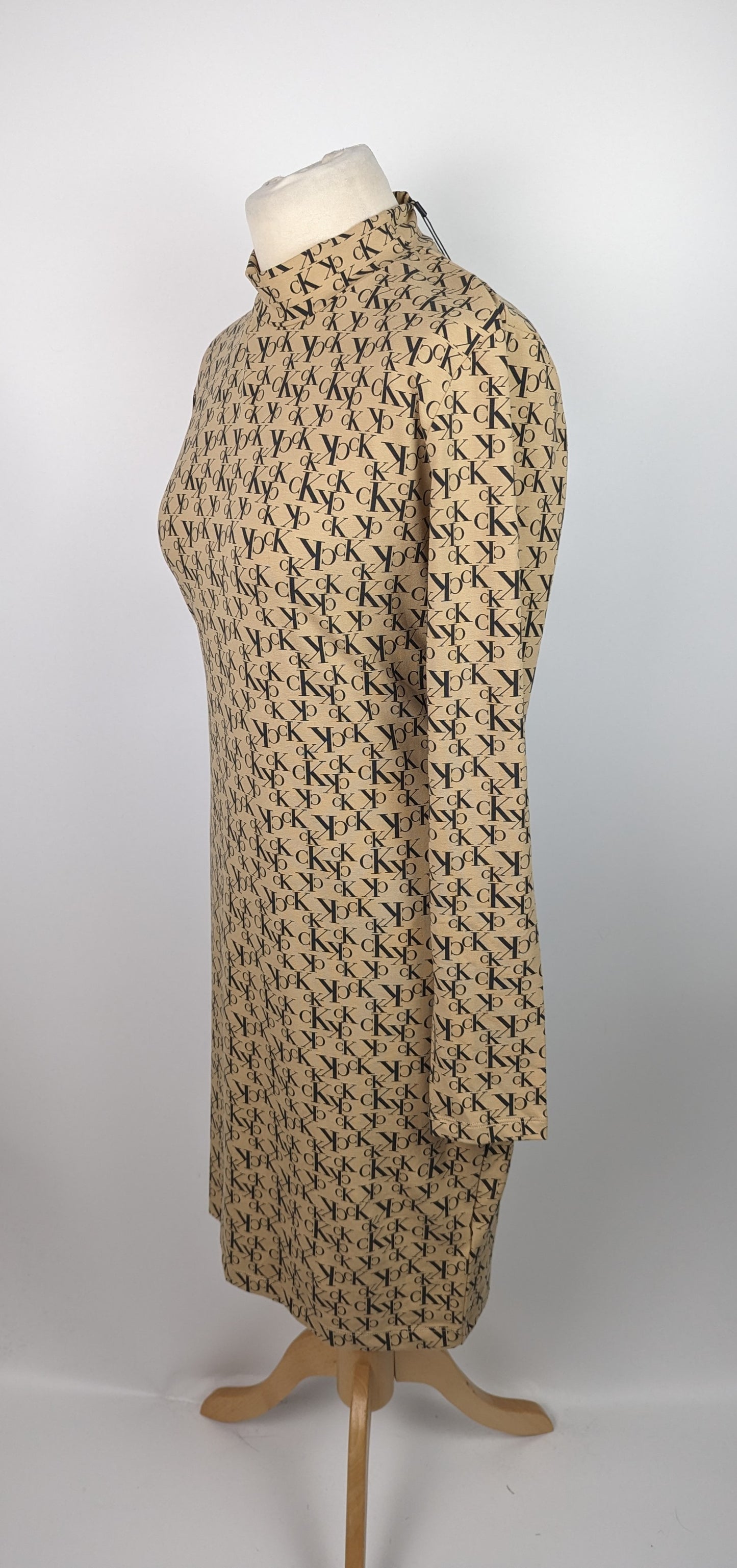 CALVIN KLEIN JEANS All Over Print Jersey Dress - Beige