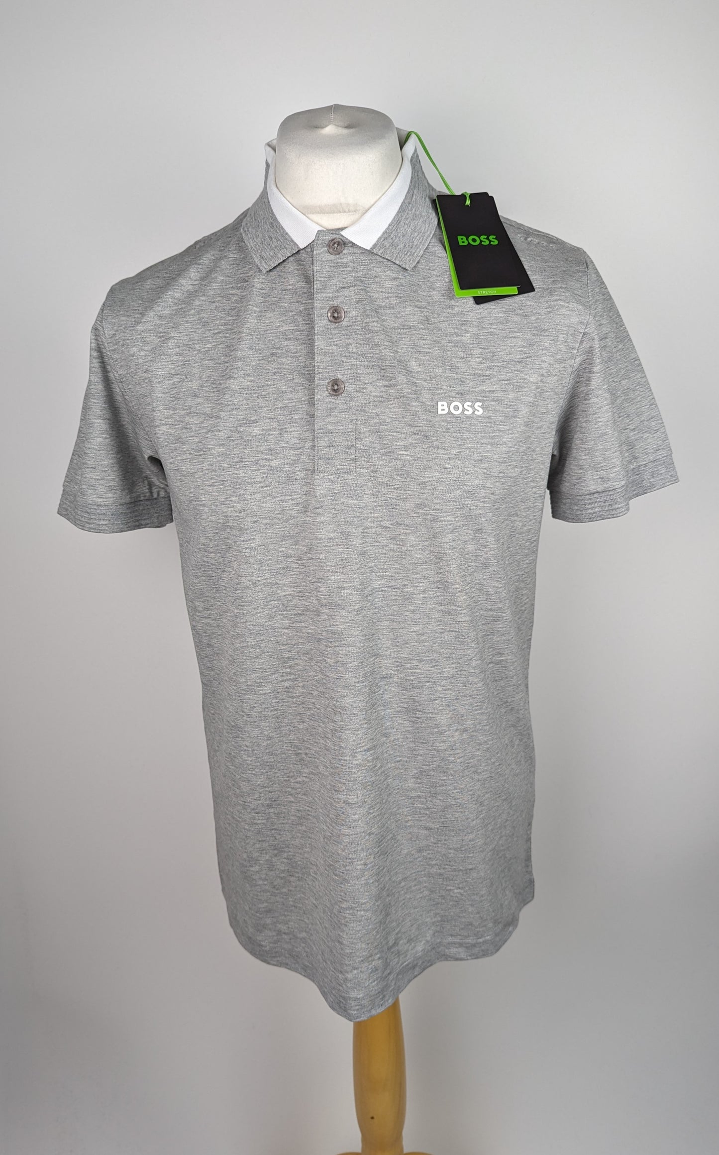 BOSS Paule Insert Logo Polo Shirt - Grey