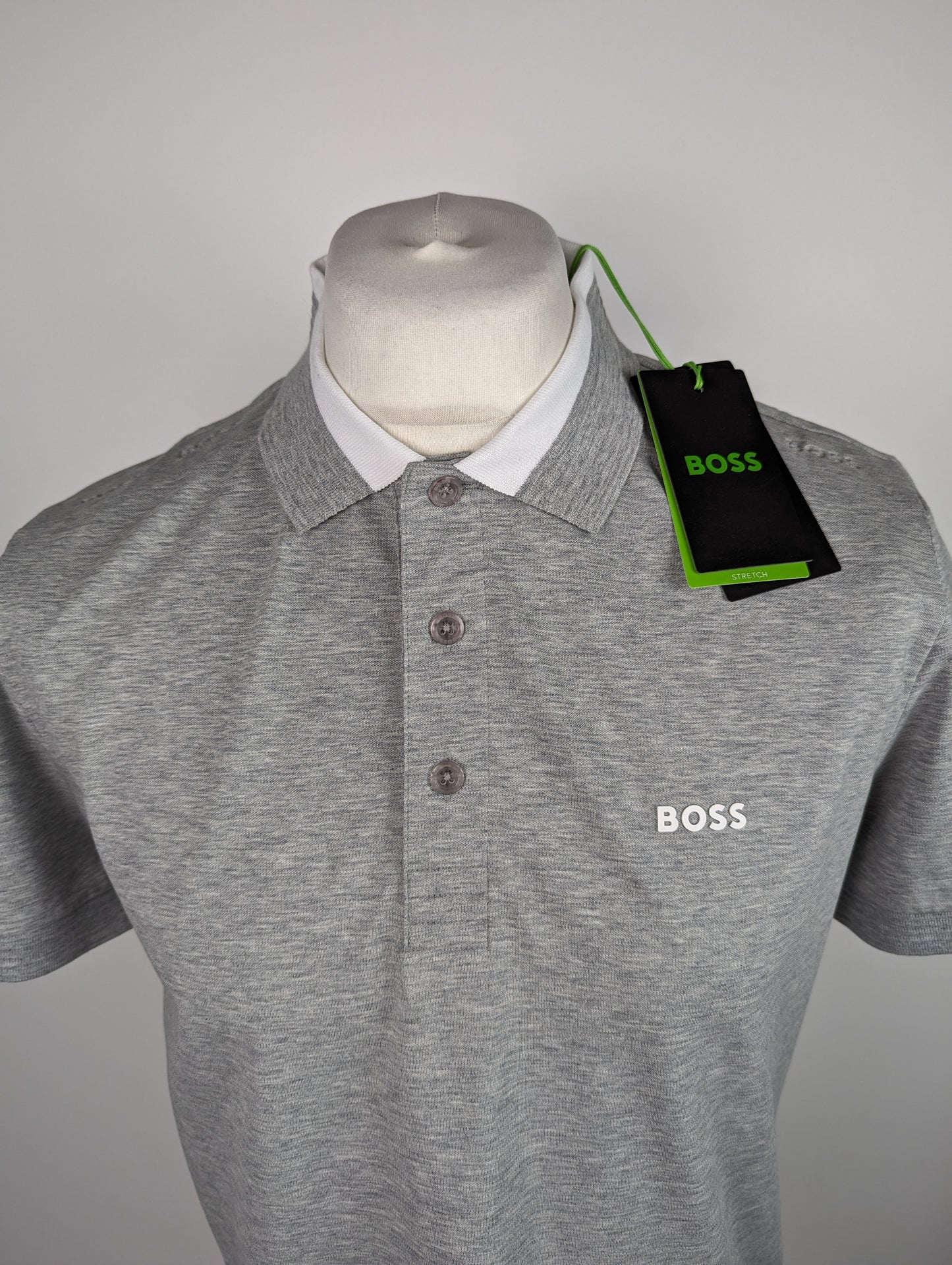 BOSS Paule Insert Logo Polo Shirt - Grey