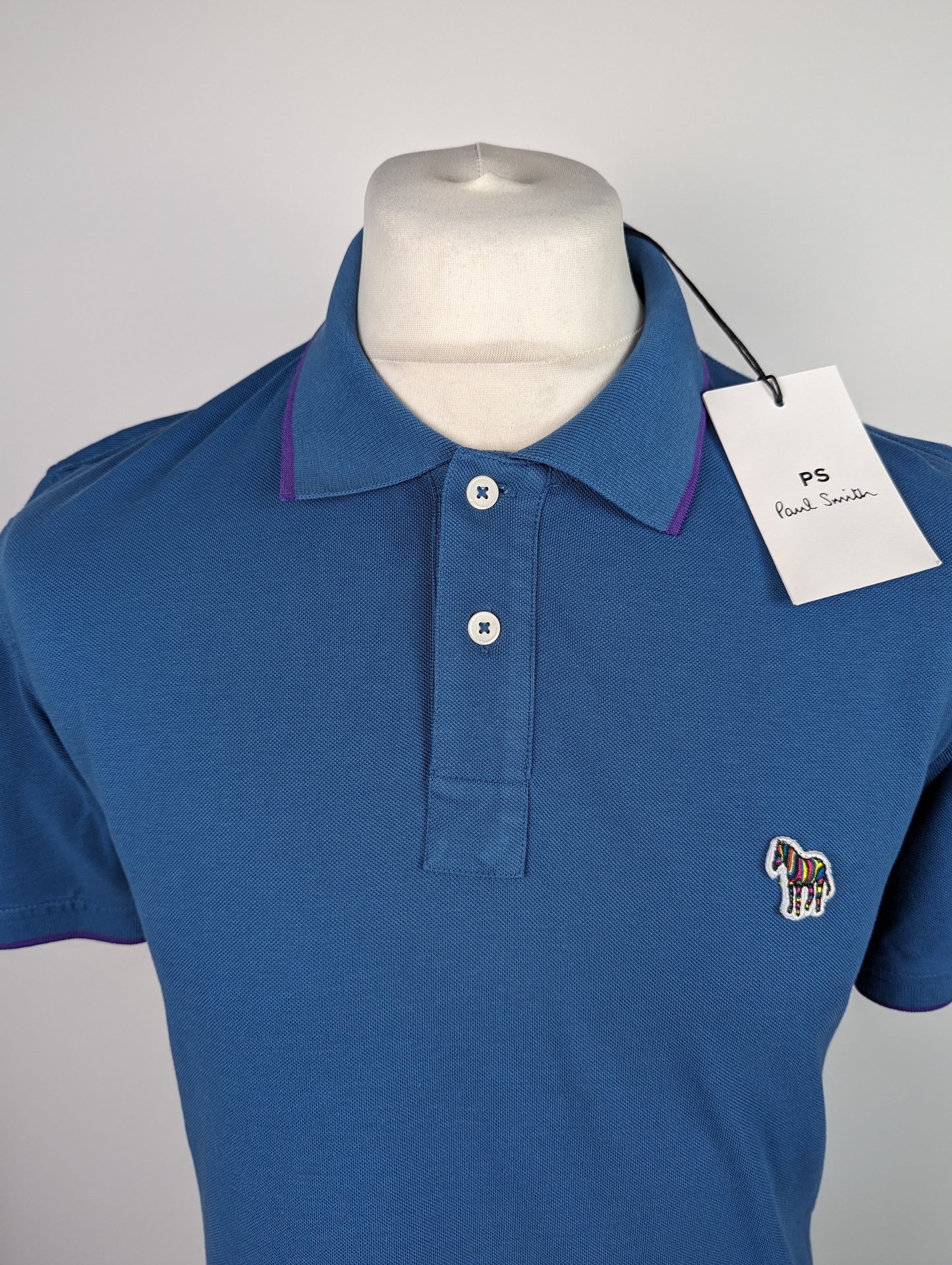 PS PAUL SMITH Zebra Tipping Polo Shirt - Blue