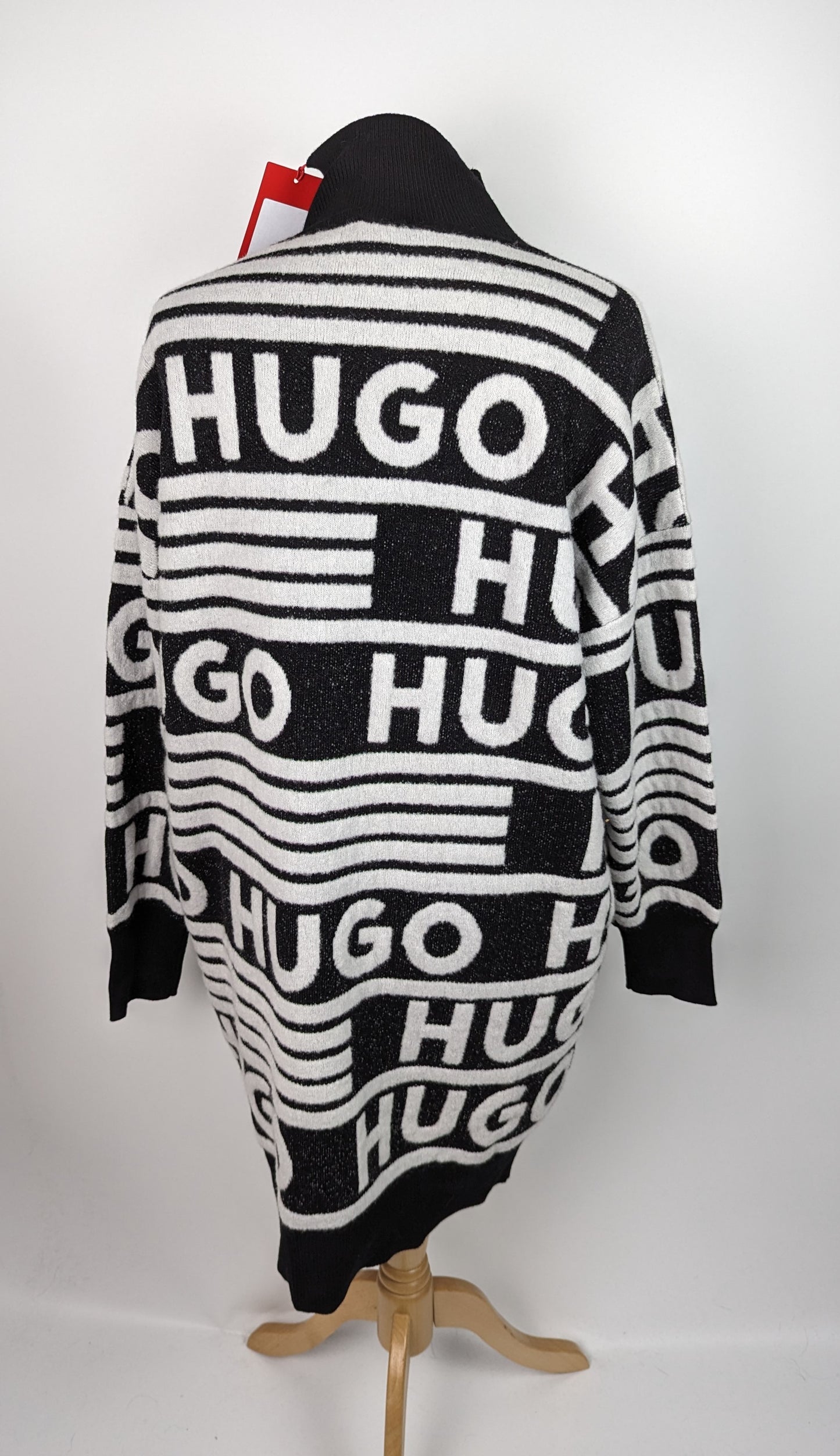 HUGO Sisminy Logo-Jacquard Knit Dress - Black / White