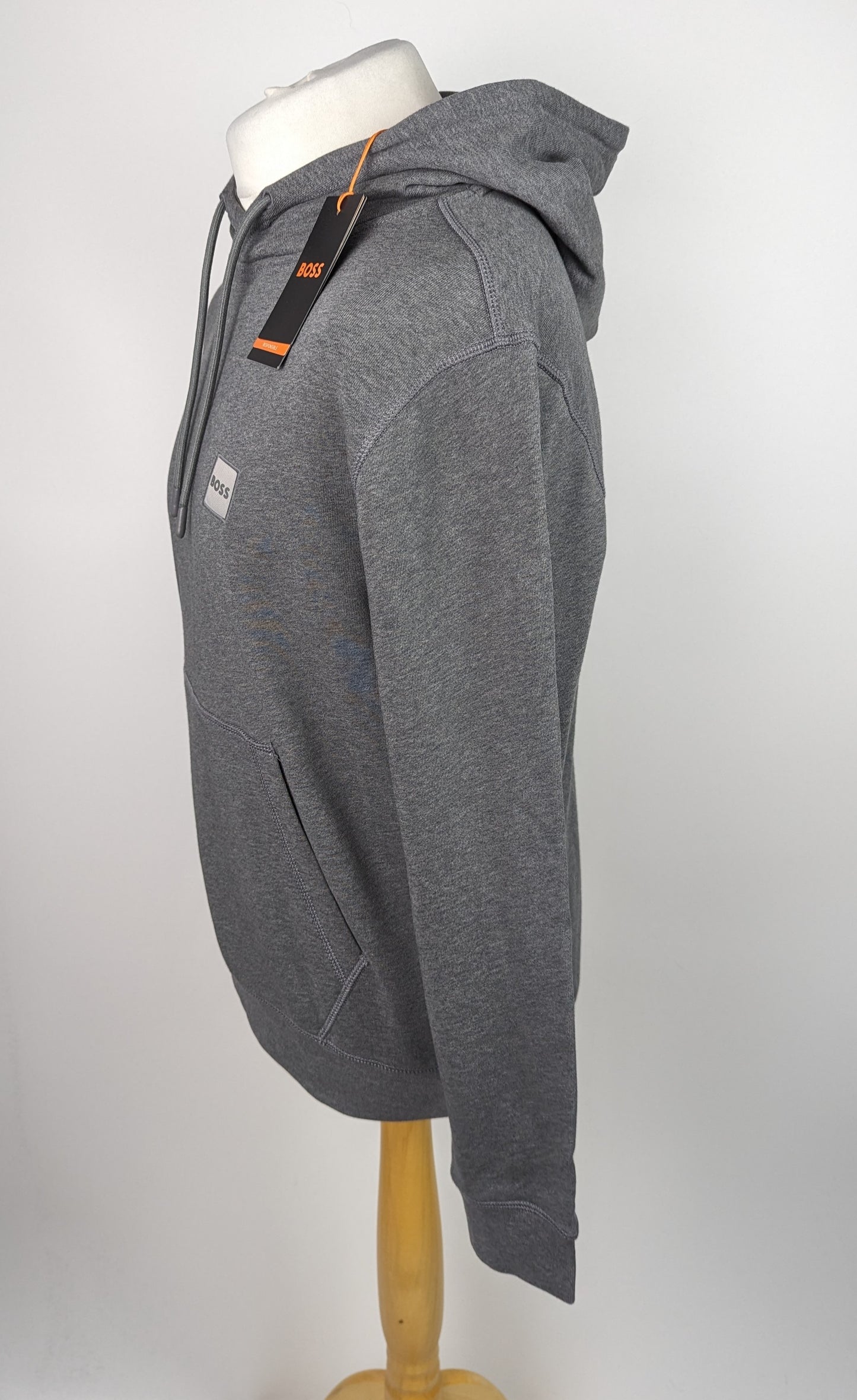 BOSS Mens Wetalk Logo Patch Hoodie - Grey