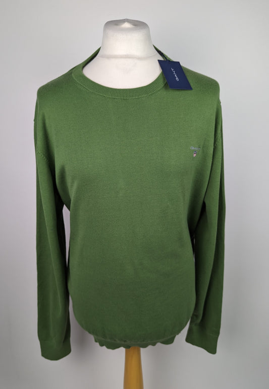 GANT Classic Cotton Crew Neck Jumper - Leaf Green